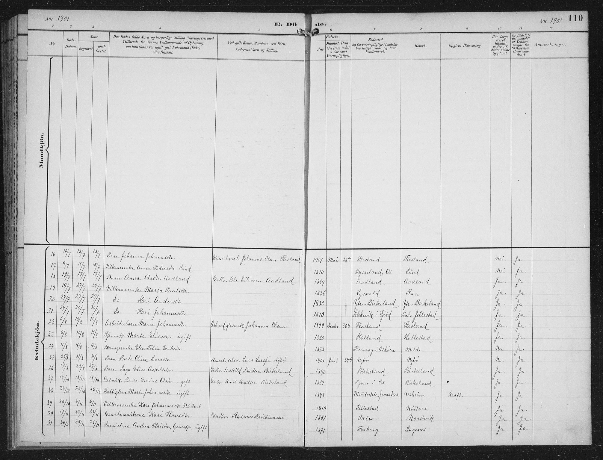 Fana Sokneprestembete, AV/SAB-A-75101/H/Hab/Haba/L0003: Parish register (copy) no. A 3, 1895-1902, p. 110