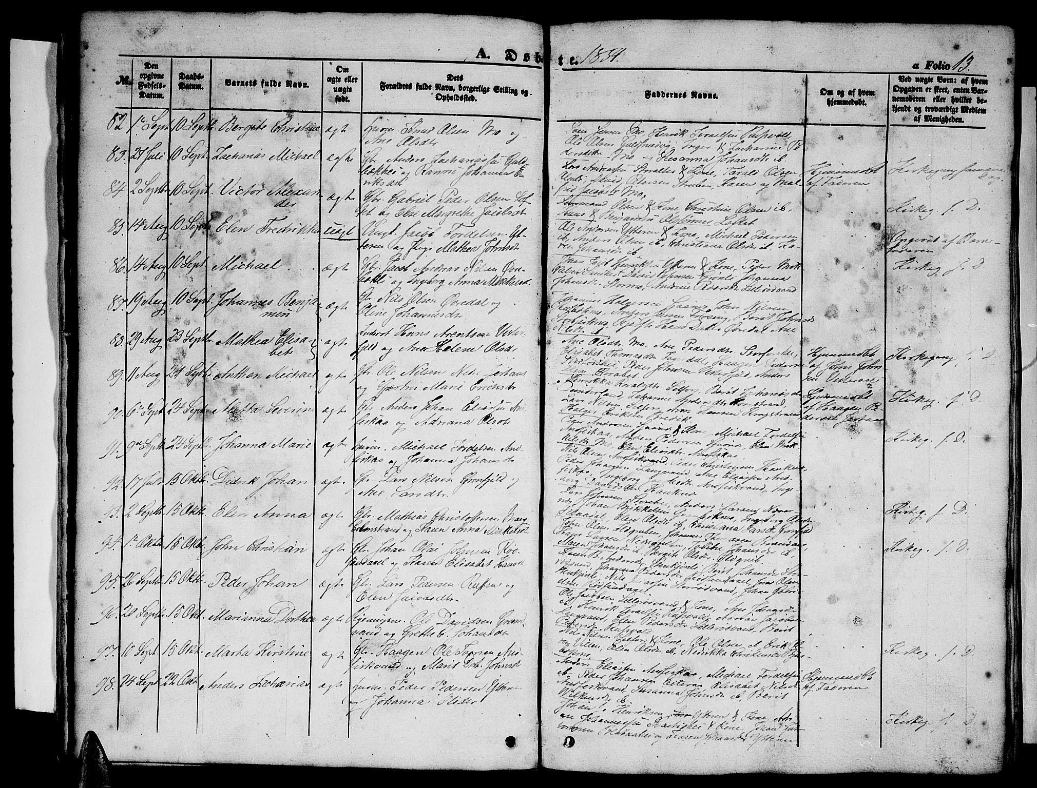 Ministerialprotokoller, klokkerbøker og fødselsregistre - Nordland, SAT/A-1459/827/L0414: Parish register (copy) no. 827C03, 1853-1865, p. 13