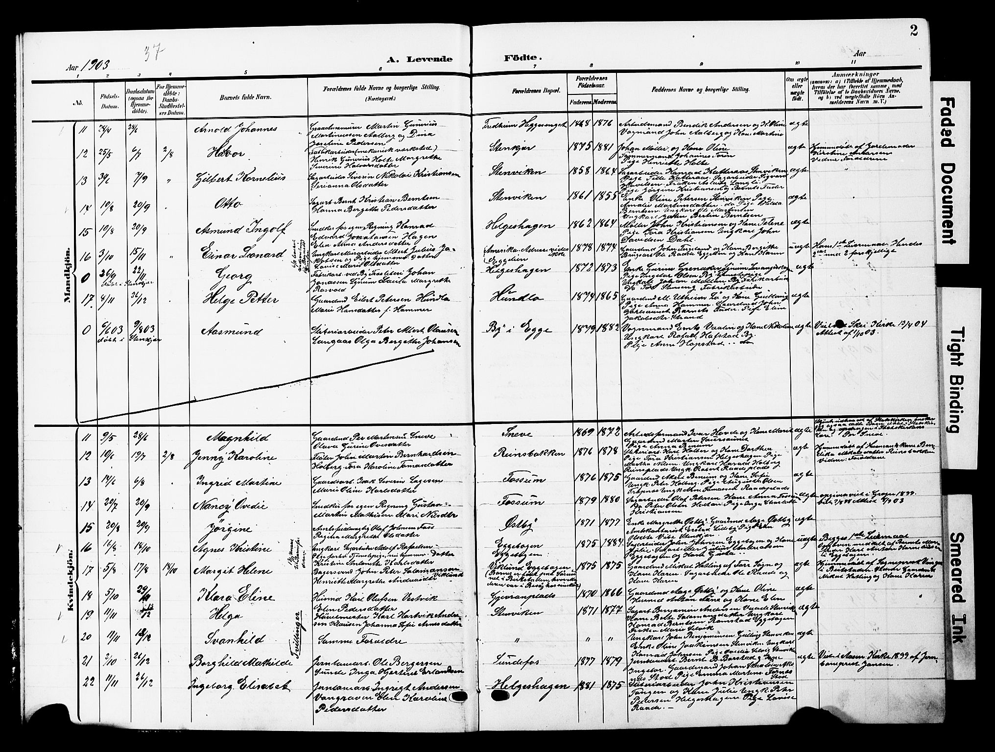 Ministerialprotokoller, klokkerbøker og fødselsregistre - Nord-Trøndelag, SAT/A-1458/740/L0381: Parish register (copy) no. 740C02, 1903-1914, p. 2