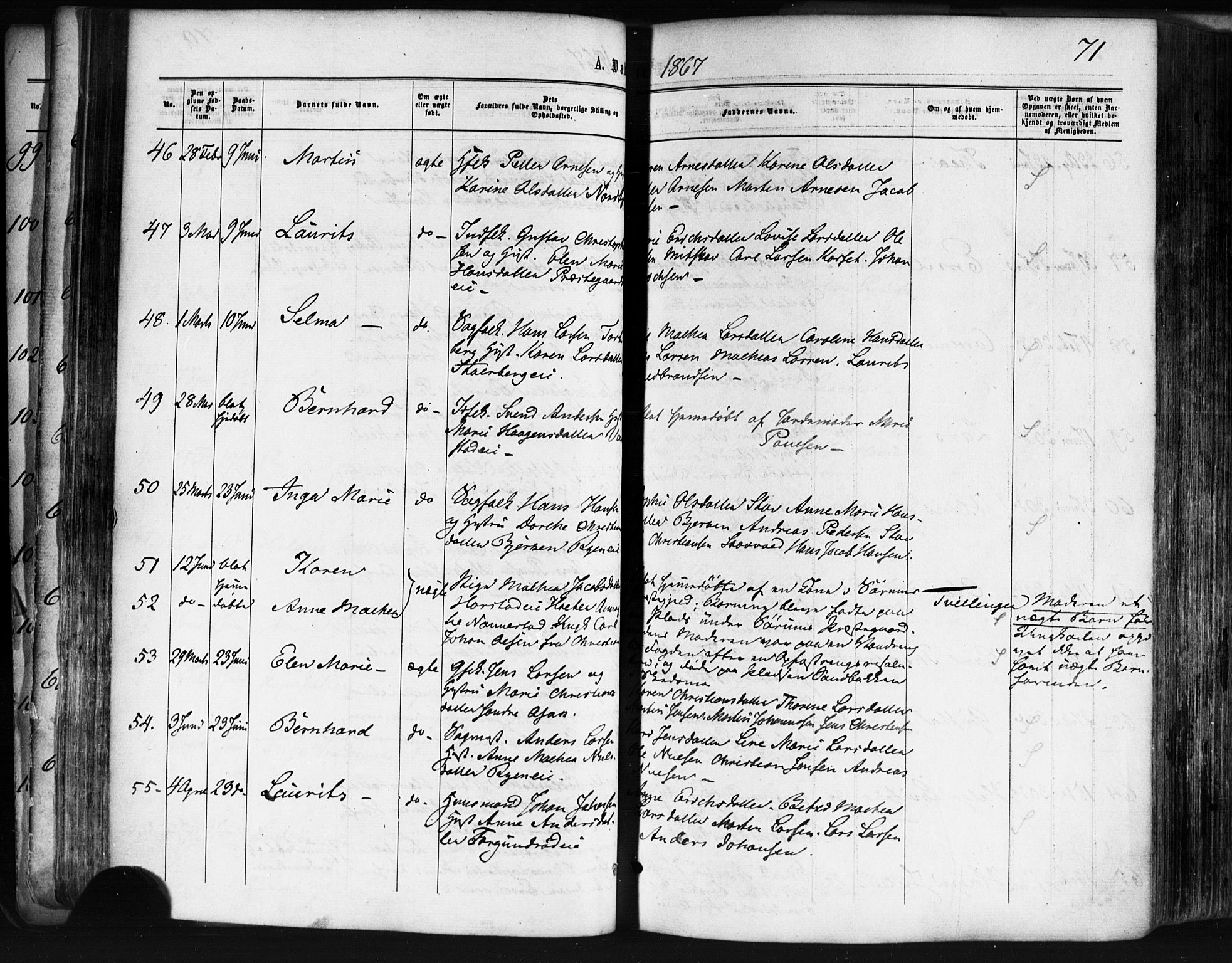 Skedsmo prestekontor Kirkebøker, SAO/A-10033a/F/Fa/L0011: Parish register (official) no. I 11, 1866-1876, p. 71