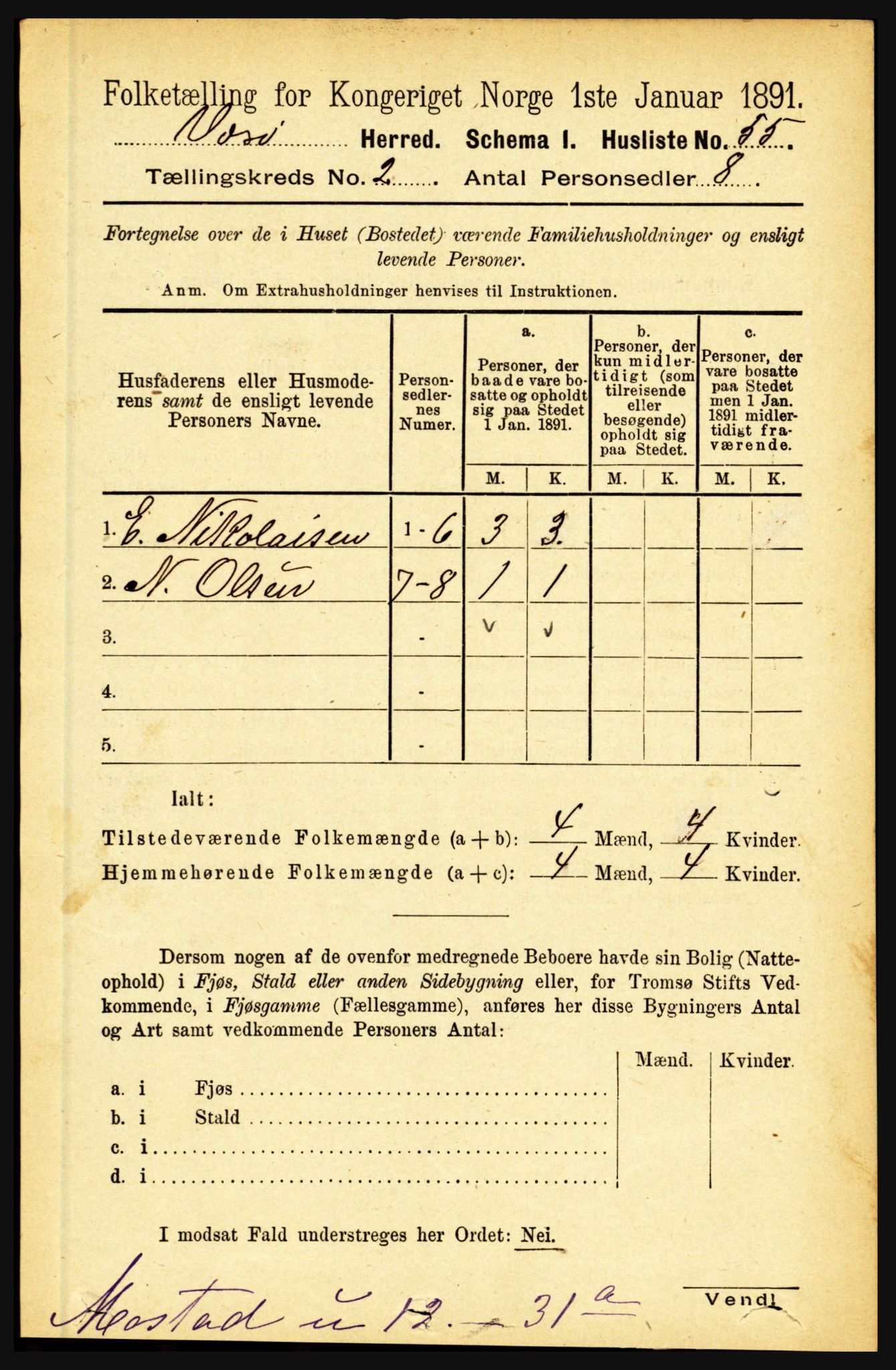 RA, 1891 census for 1857 Værøy, 1891, p. 314