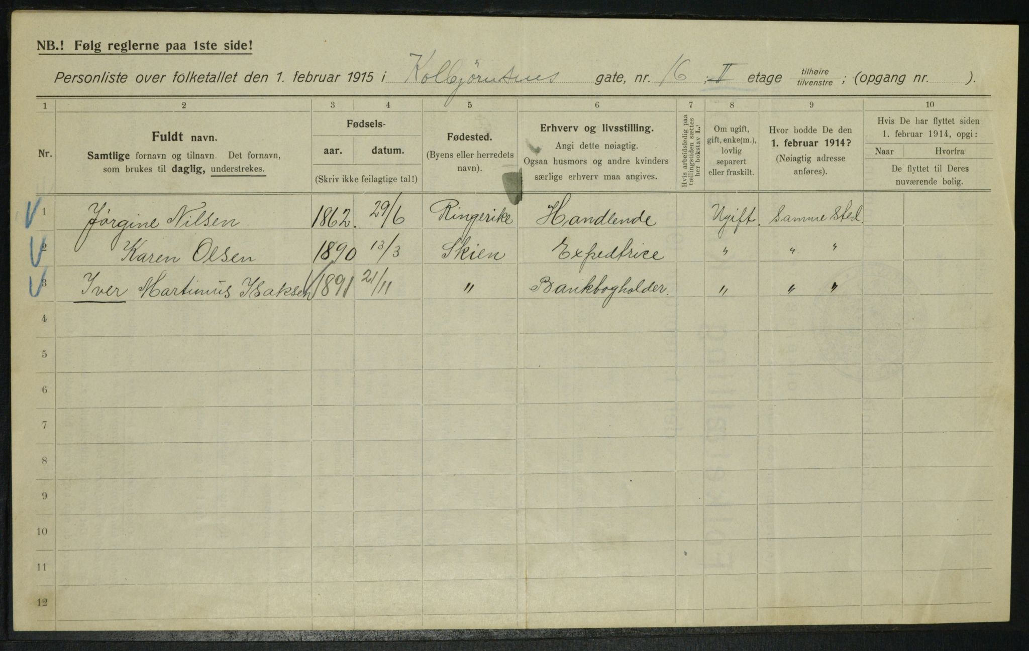 OBA, Municipal Census 1915 for Kristiania, 1915, p. 13064