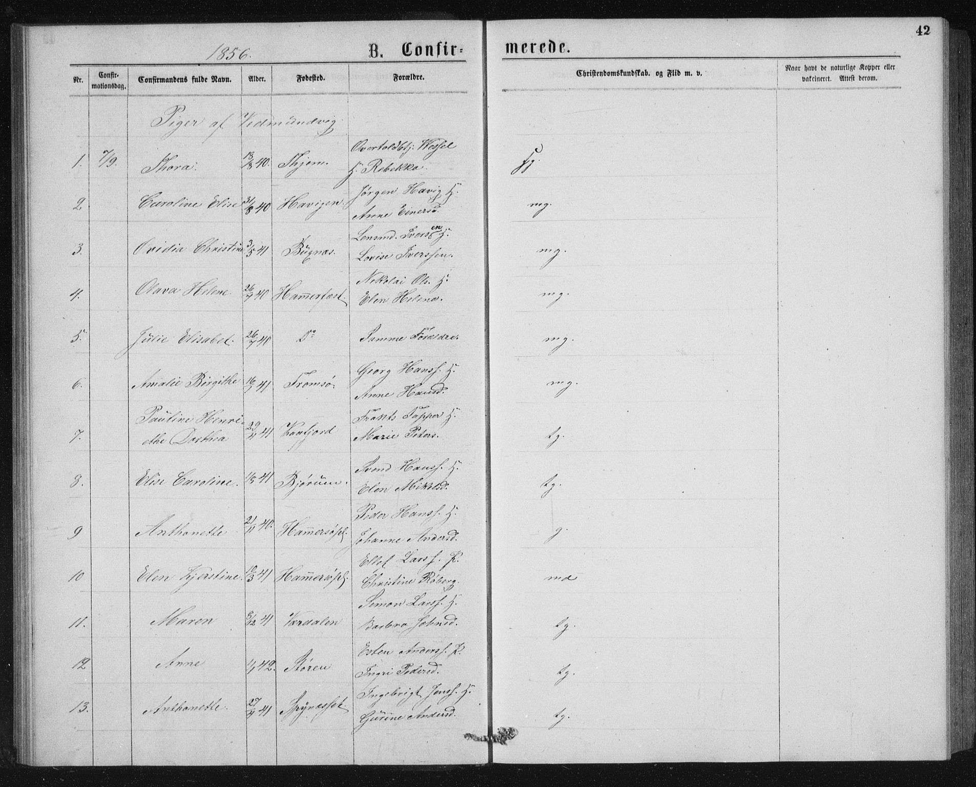 Ministerialprotokoller, klokkerbøker og fødselsregistre - Nord-Trøndelag, SAT/A-1458/768/L0567: Parish register (official) no. 768A02, 1837-1865, p. 42