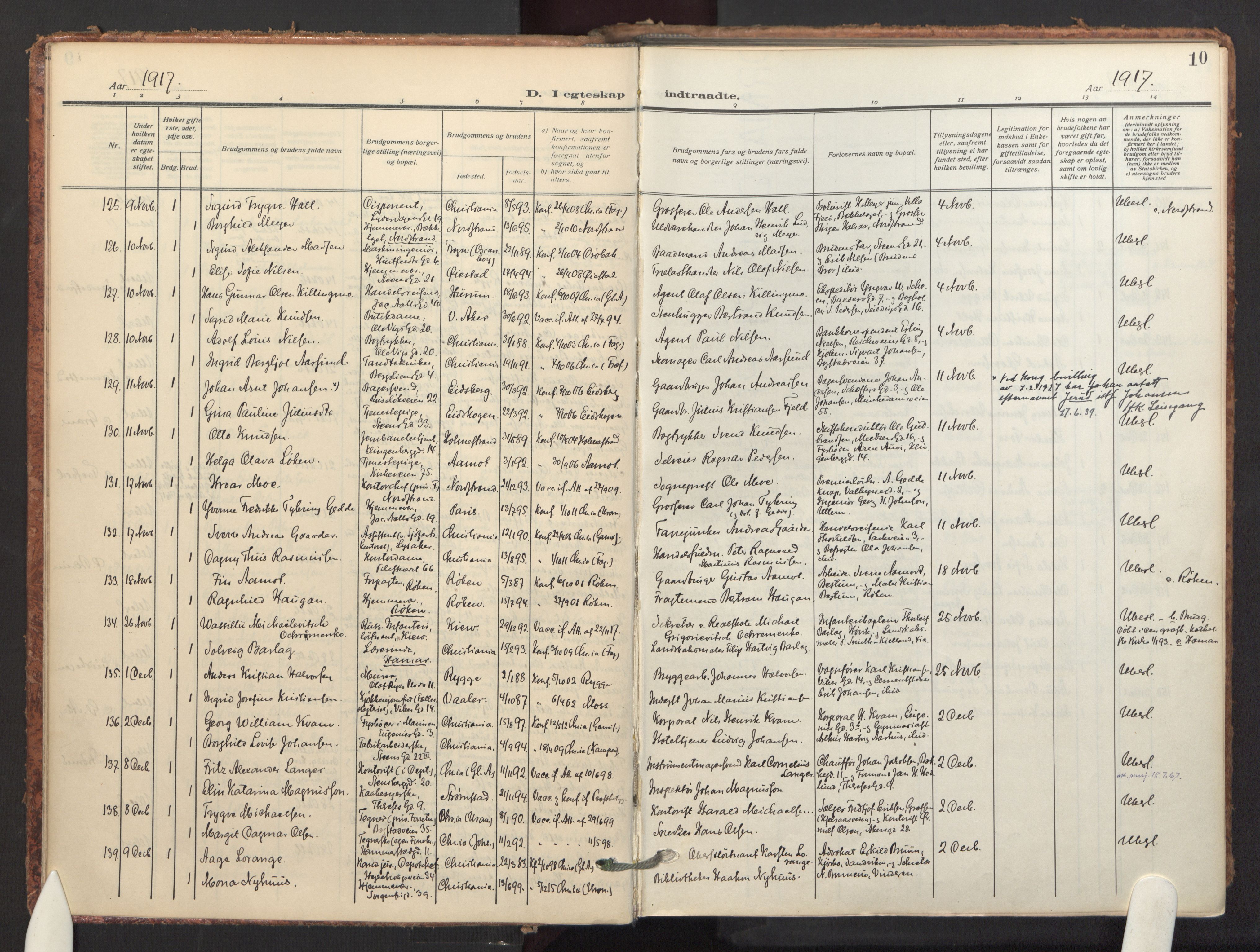 Fagerborg prestekontor Kirkebøker, AV/SAO-A-10844/F/Fa/L0007: Parish register (official) no. 7, 1917-1934, p. 10