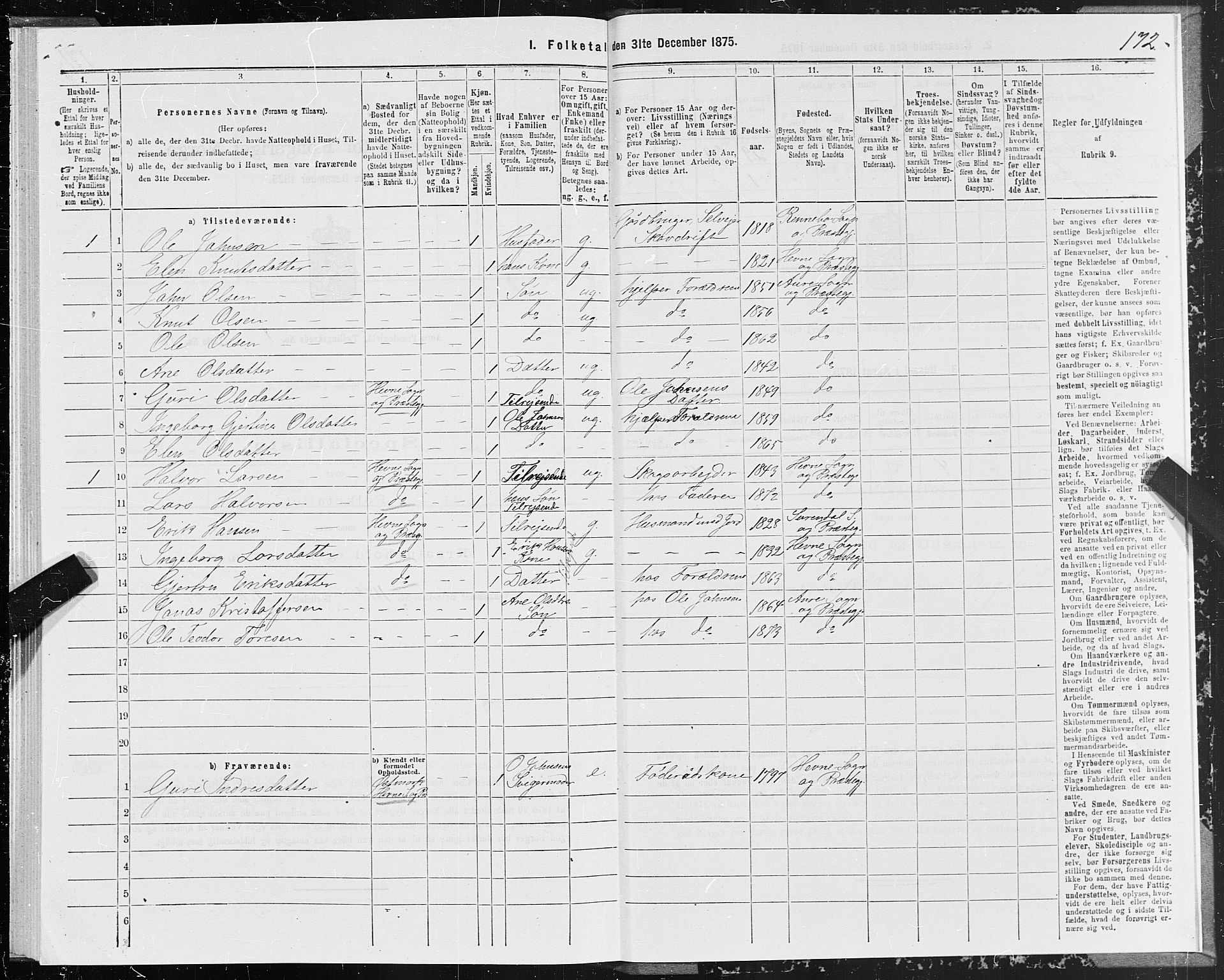 SAT, 1875 census for 1569P Aure, 1875, p. 1172