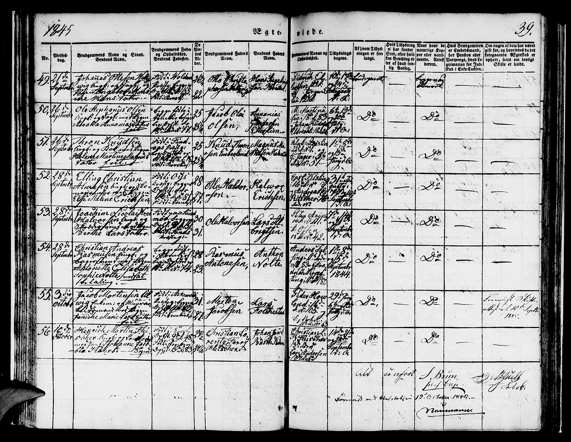 Domkirken sokneprestembete, AV/SAB-A-74801/H/Hab/L0029: Parish register (copy) no. D 1, 1839-1857, p. 39