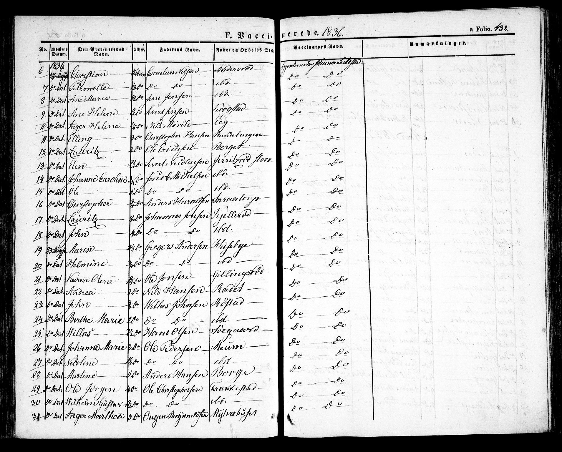 Råde prestekontor kirkebøker, AV/SAO-A-2009/F/Fa/L0005: Parish register (official) no. 5, 1830-1853, p. 432