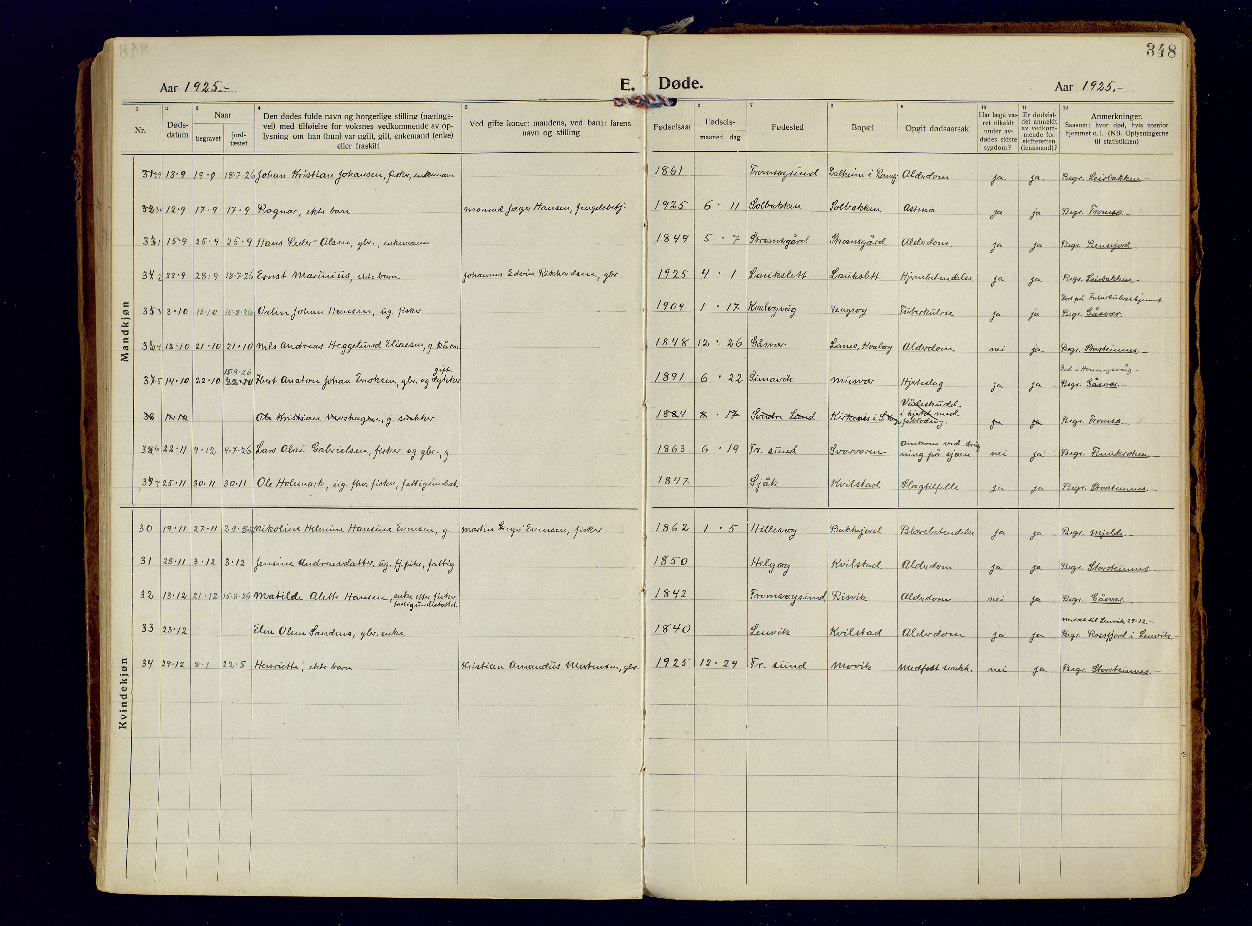 Tromsøysund sokneprestkontor, SATØ/S-1304/G/Ga/L0009kirke: Parish register (official) no. 9, 1922-1934, p. 348