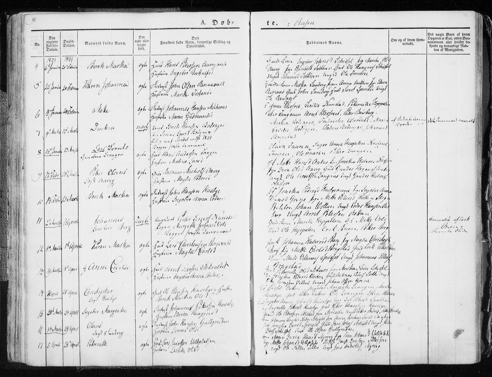 Ministerialprotokoller, klokkerbøker og fødselsregistre - Nord-Trøndelag, SAT/A-1458/713/L0114: Parish register (official) no. 713A05, 1827-1839, p. 90
