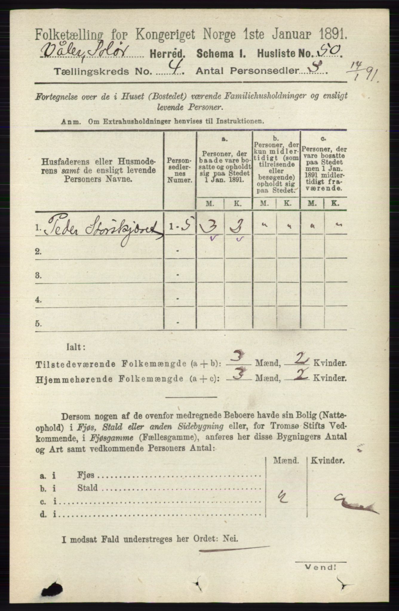 RA, 1891 census for 0426 Våler, 1891, p. 1455