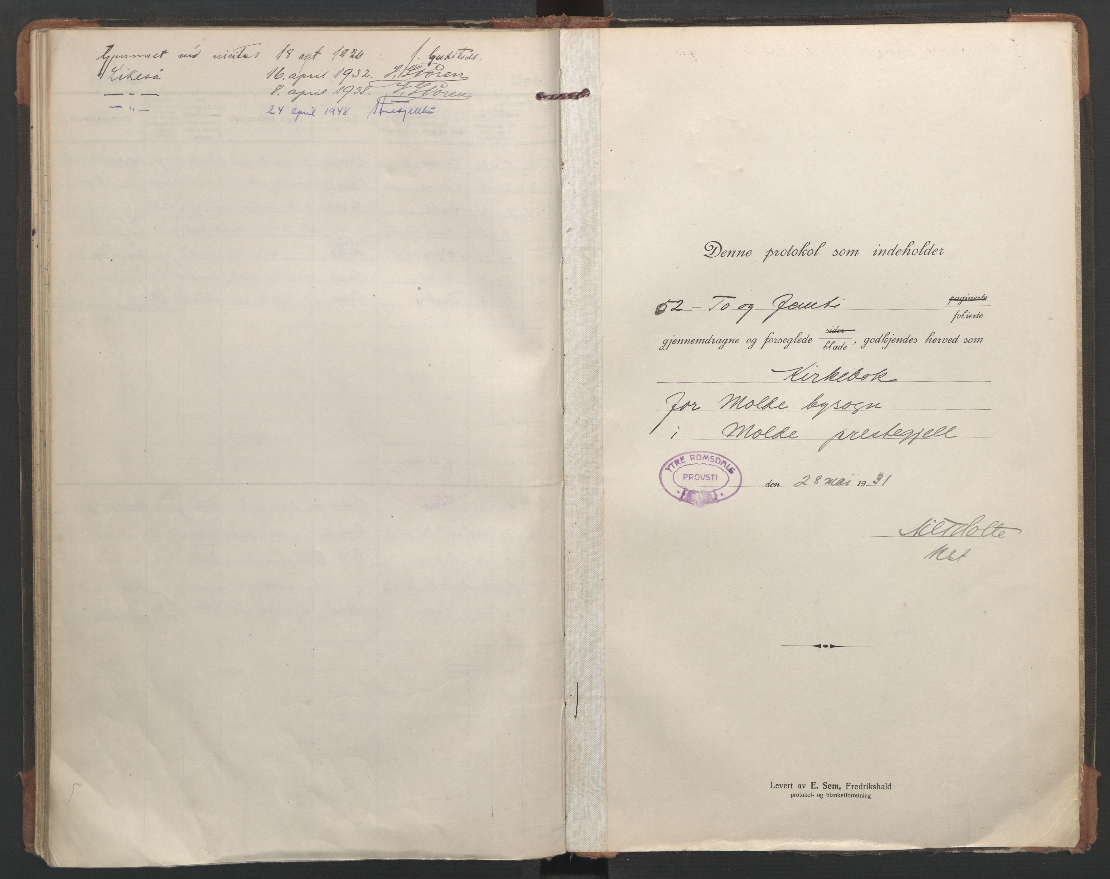 Ministerialprotokoller, klokkerbøker og fødselsregistre - Møre og Romsdal, SAT/A-1454/558/L0697: Parish register (official) no. 558A11, 1920-1948