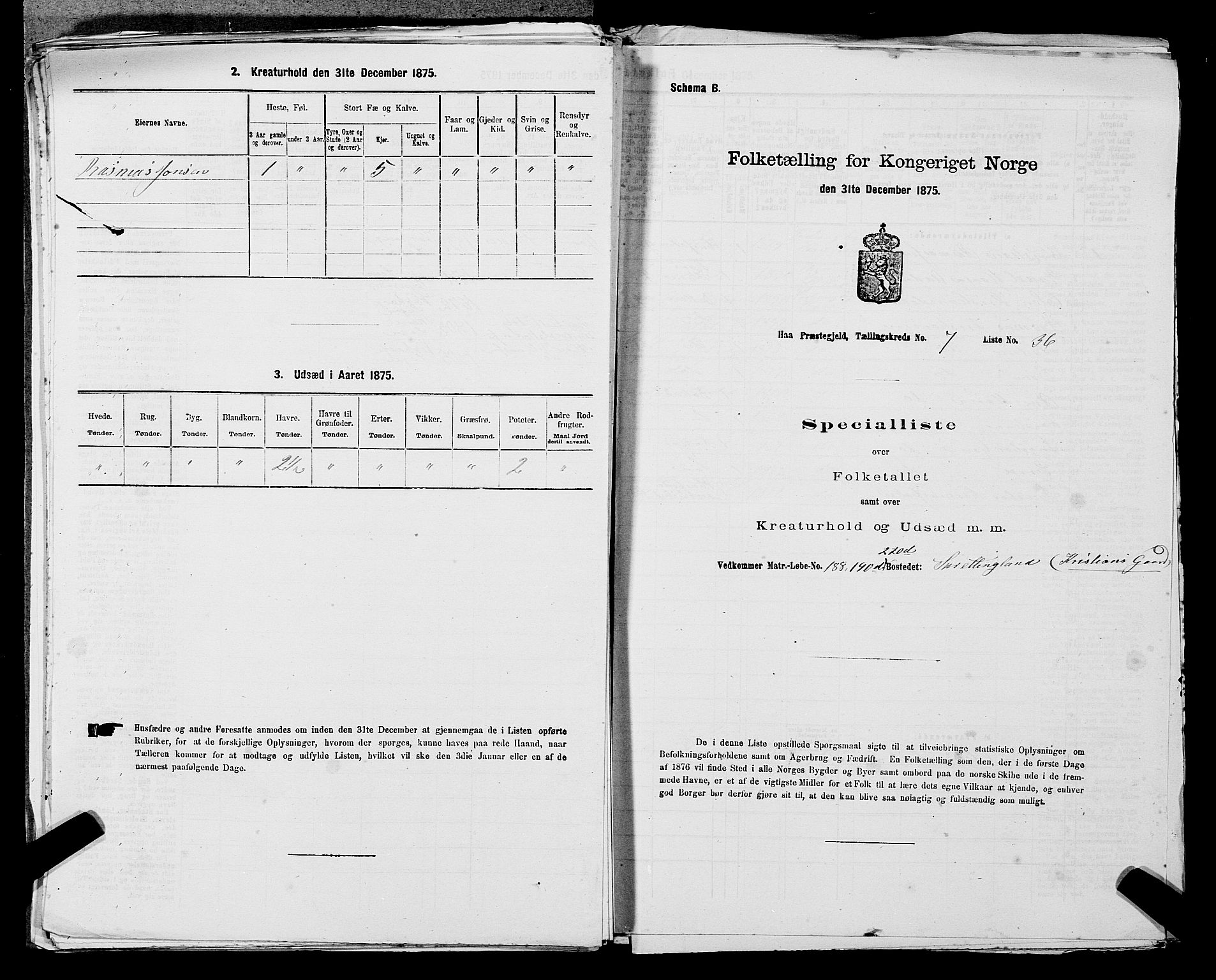 SAST, 1875 census for 1119P Hå, 1875, p. 796