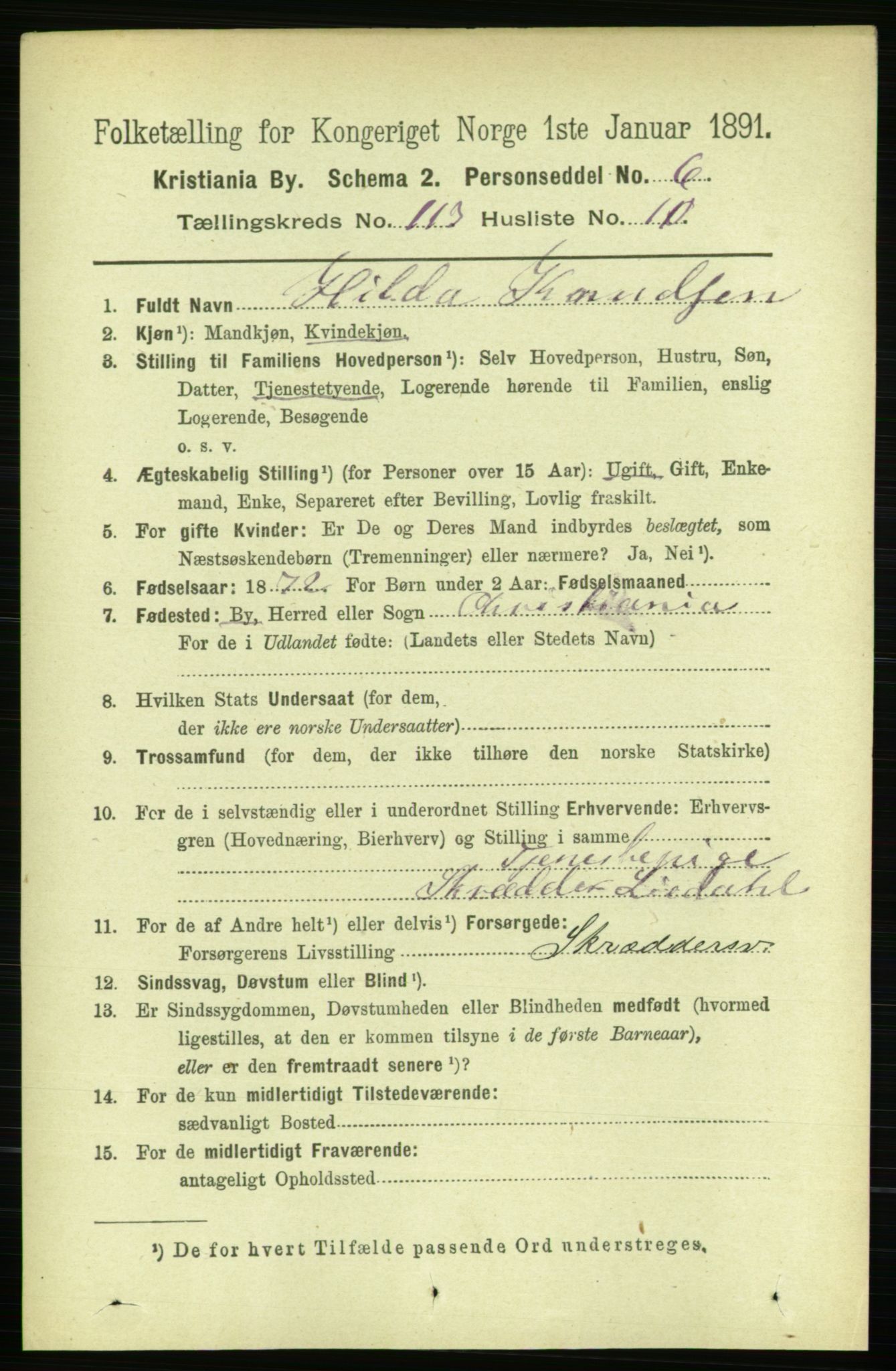 RA, 1891 census for 0301 Kristiania, 1891, p. 60234