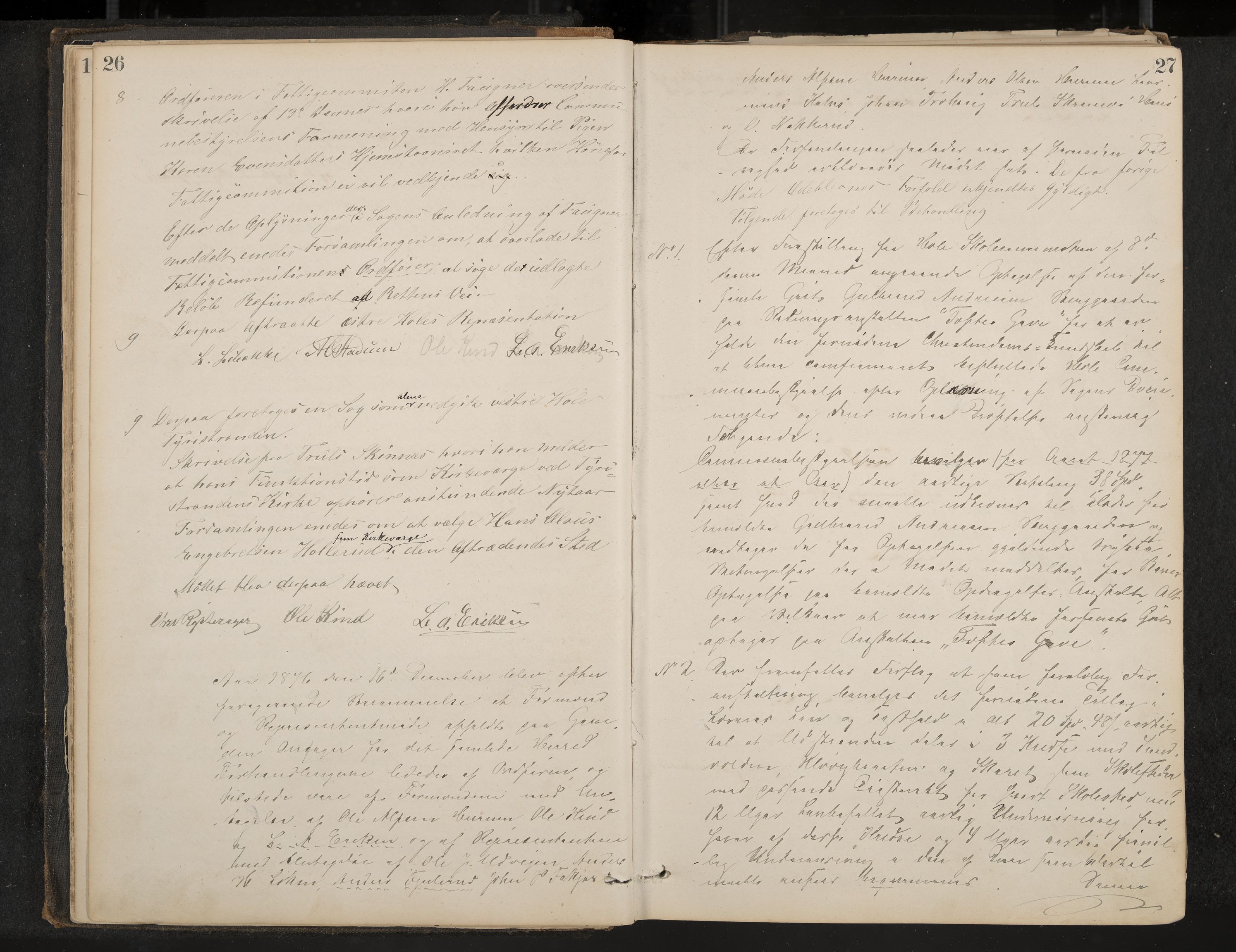 Hole formannskap og sentraladministrasjon, IKAK/0612021-1/A/Aa/L0002: Møtebok med register, 1875-1892, p. 26-27