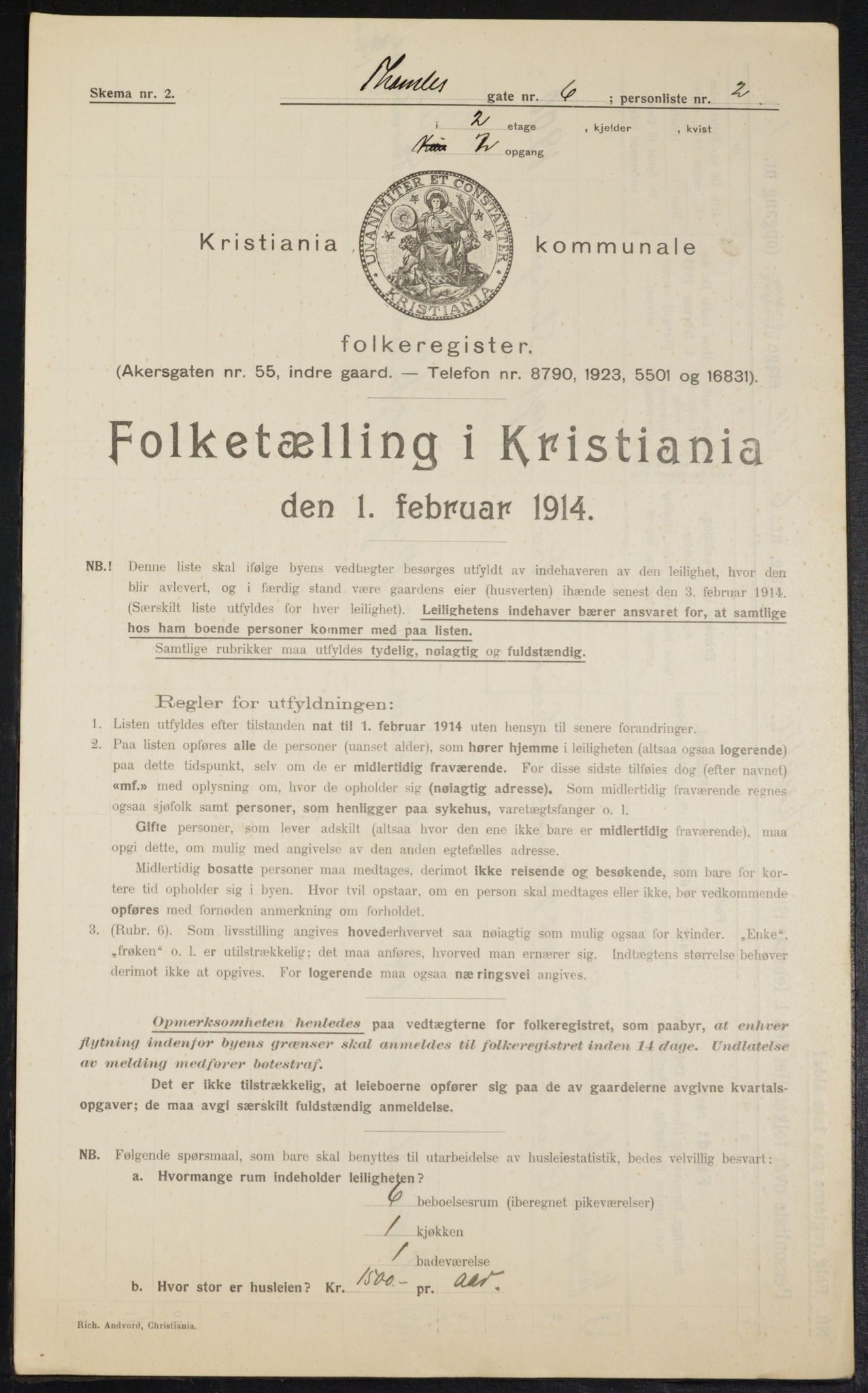 OBA, Municipal Census 1914 for Kristiania, 1914, p. 110166