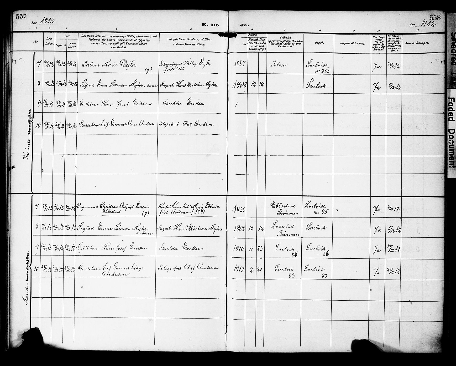 Strømm kirkebøker, AV/SAKO-A-322/G/Gb/L0002: Parish register (copy) no. II 2, 1897-1928, p. 557-558