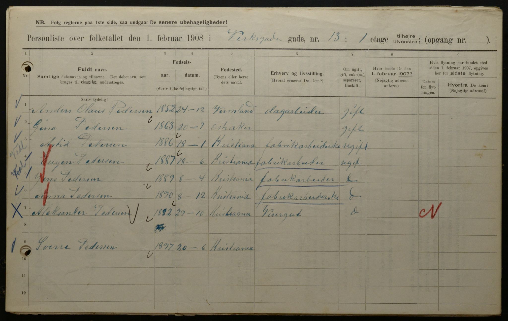 OBA, Municipal Census 1908 for Kristiania, 1908, p. 109457