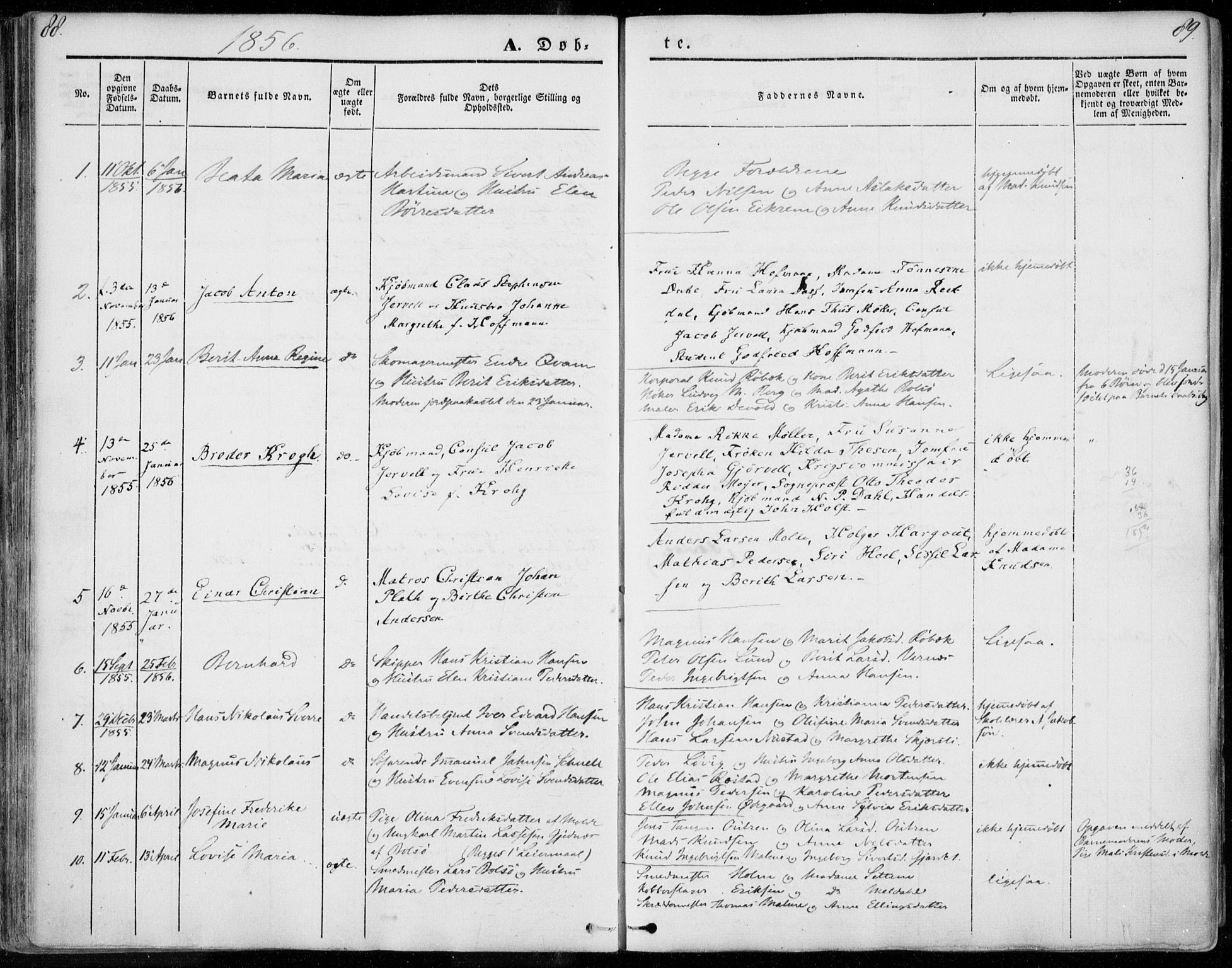 Ministerialprotokoller, klokkerbøker og fødselsregistre - Møre og Romsdal, SAT/A-1454/558/L0689: Parish register (official) no. 558A03, 1843-1872, p. 88-89
