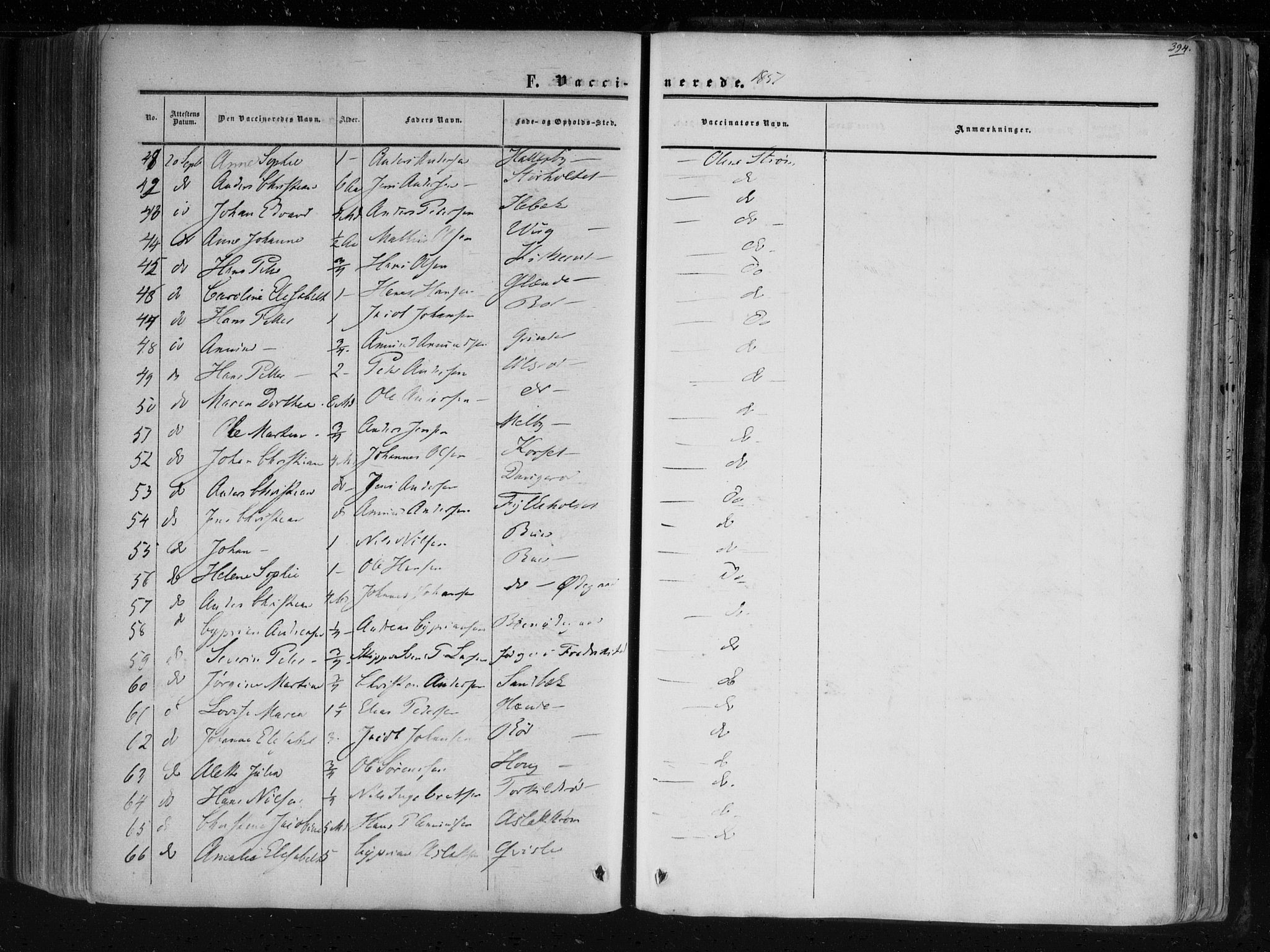 Aremark prestekontor Kirkebøker, AV/SAO-A-10899/F/Fc/L0003: Parish register (official) no. III 3, 1850-1865, p. 394