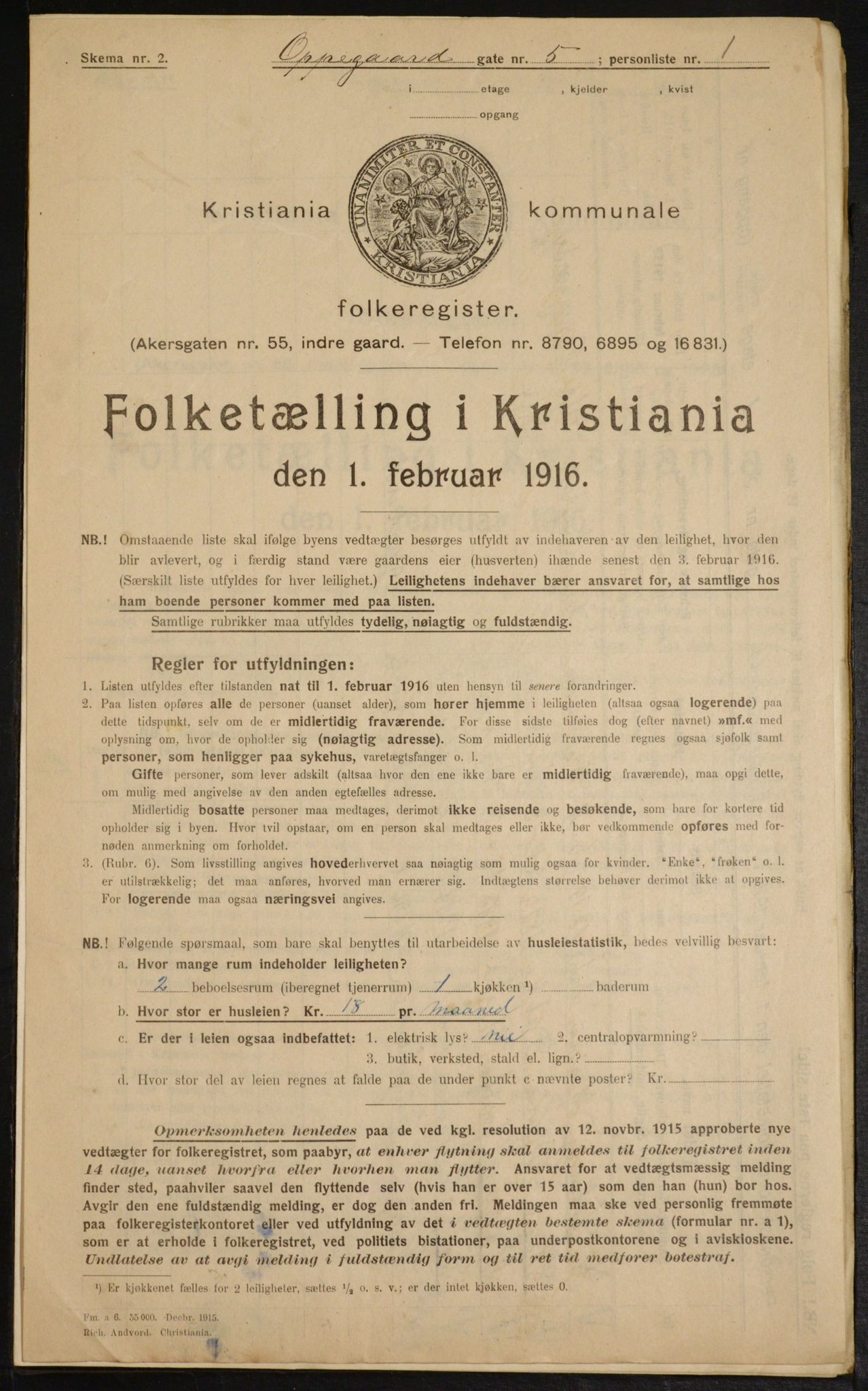 OBA, Municipal Census 1916 for Kristiania, 1916, p. 77632