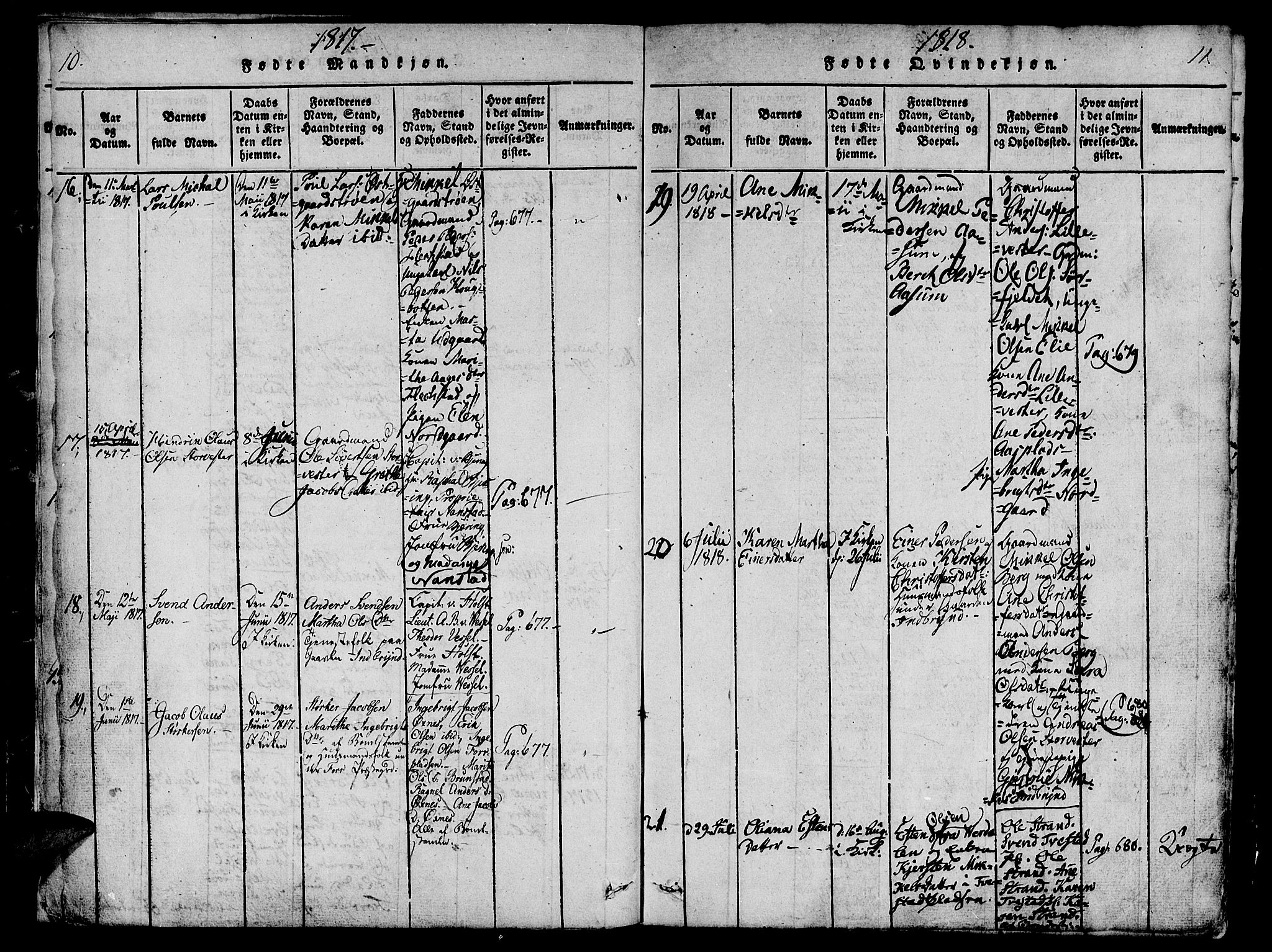 Ministerialprotokoller, klokkerbøker og fødselsregistre - Nord-Trøndelag, AV/SAT-A-1458/746/L0441: Parish register (official) no. 746A03 /1, 1816-1827, p. 10-11