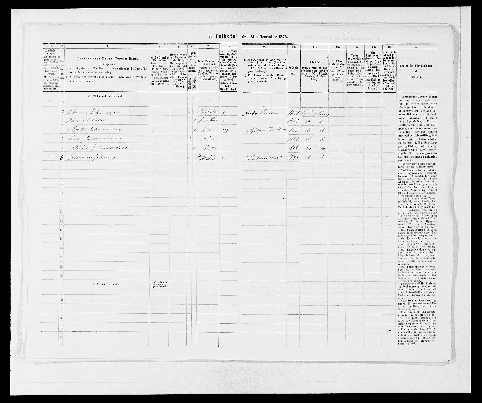 SAB, 1875 census for 1223P Tysnes, 1875, p. 780