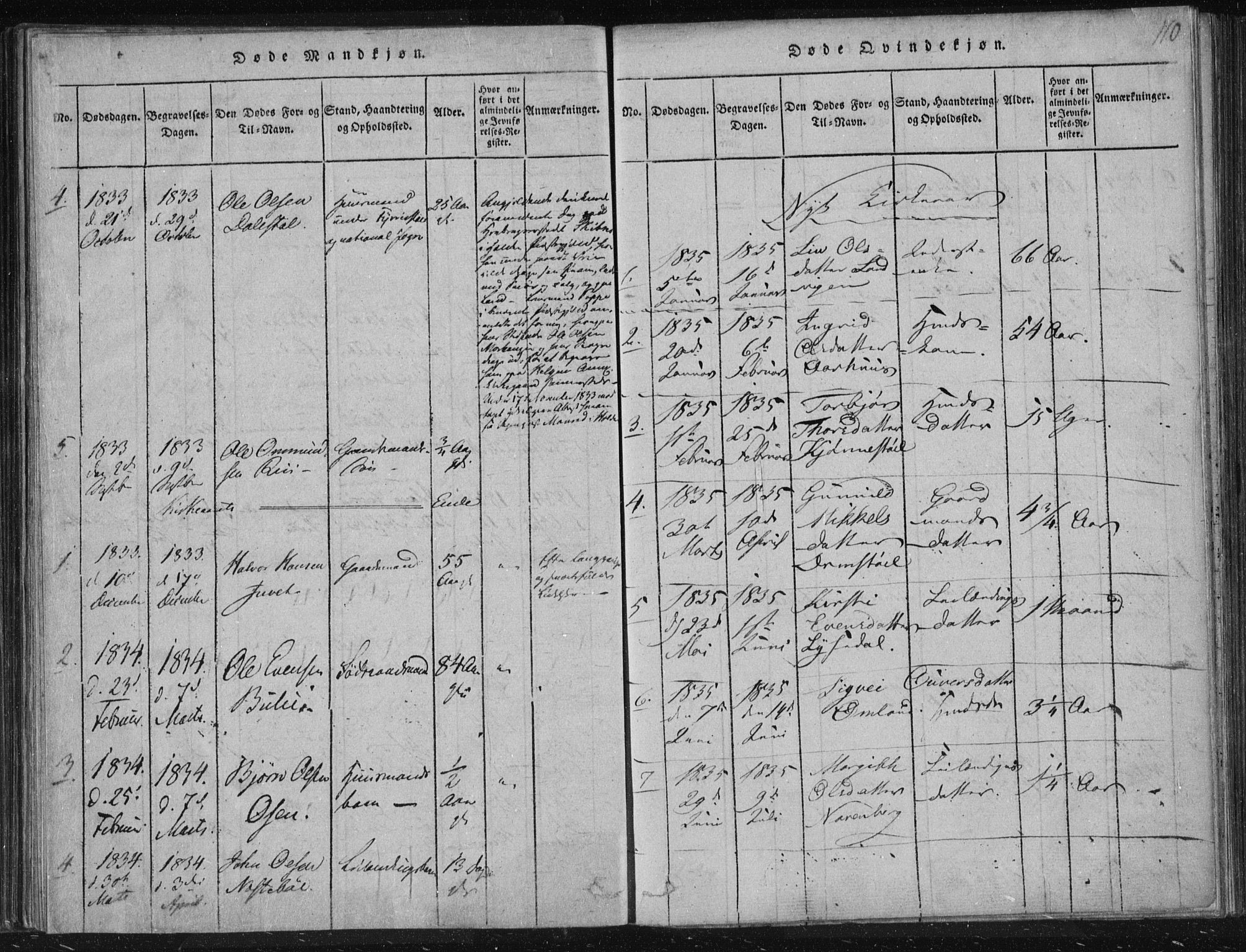 Lårdal kirkebøker, SAKO/A-284/F/Fc/L0001: Parish register (official) no. III 1, 1815-1860, p. 110