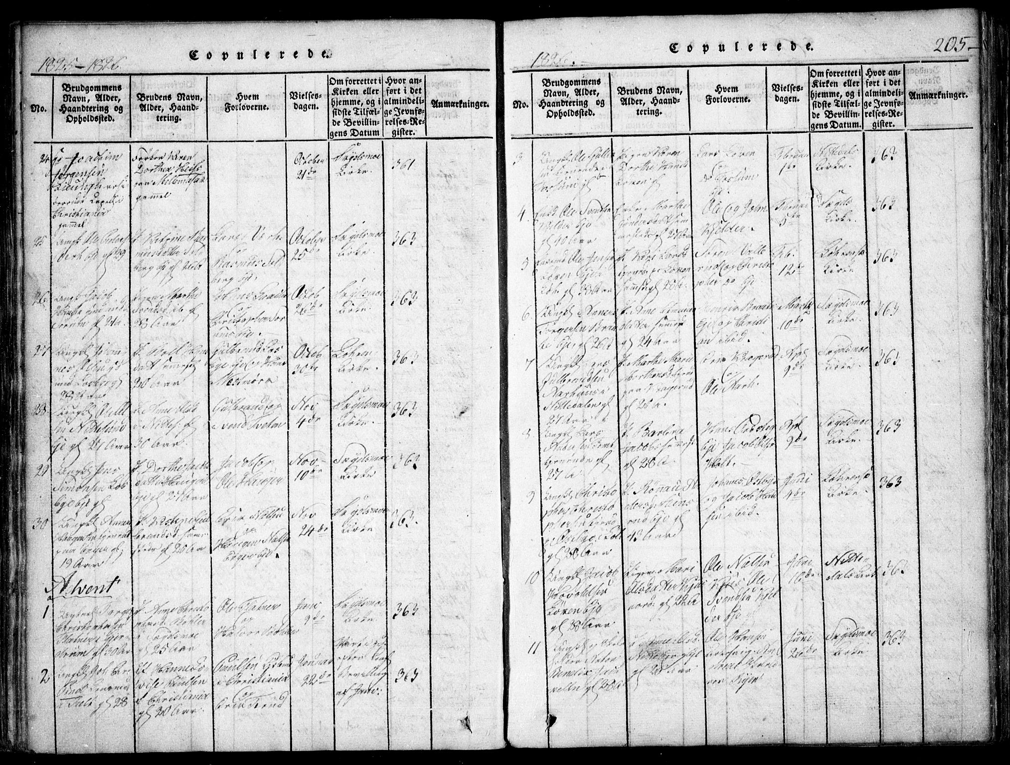 Skedsmo prestekontor Kirkebøker, SAO/A-10033a/F/Fa/L0008: Parish register (official) no. I 8, 1815-1829, p. 205