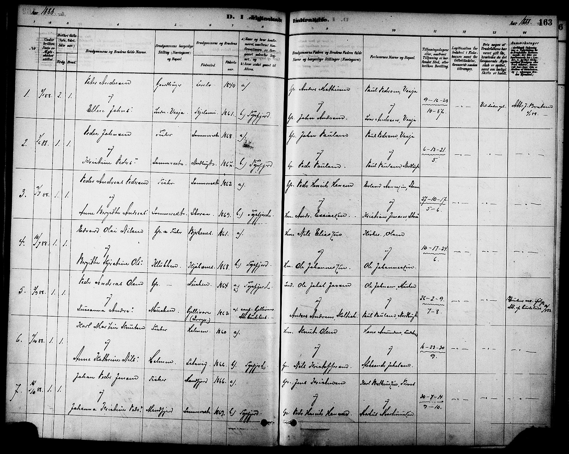 Ministerialprotokoller, klokkerbøker og fødselsregistre - Nordland, AV/SAT-A-1459/861/L0868: Parish register (official) no. 861A03, 1879-1889, p. 163