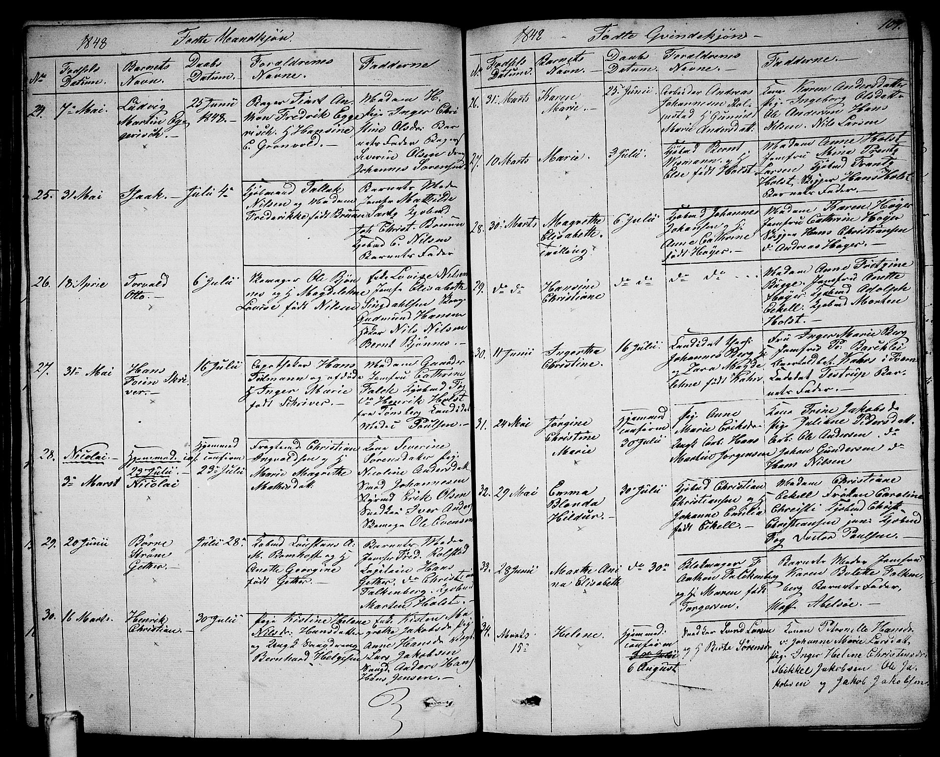 Larvik kirkebøker, AV/SAKO-A-352/G/Ga/L0003a: Parish register (copy) no. I 3A, 1830-1870, p. 107