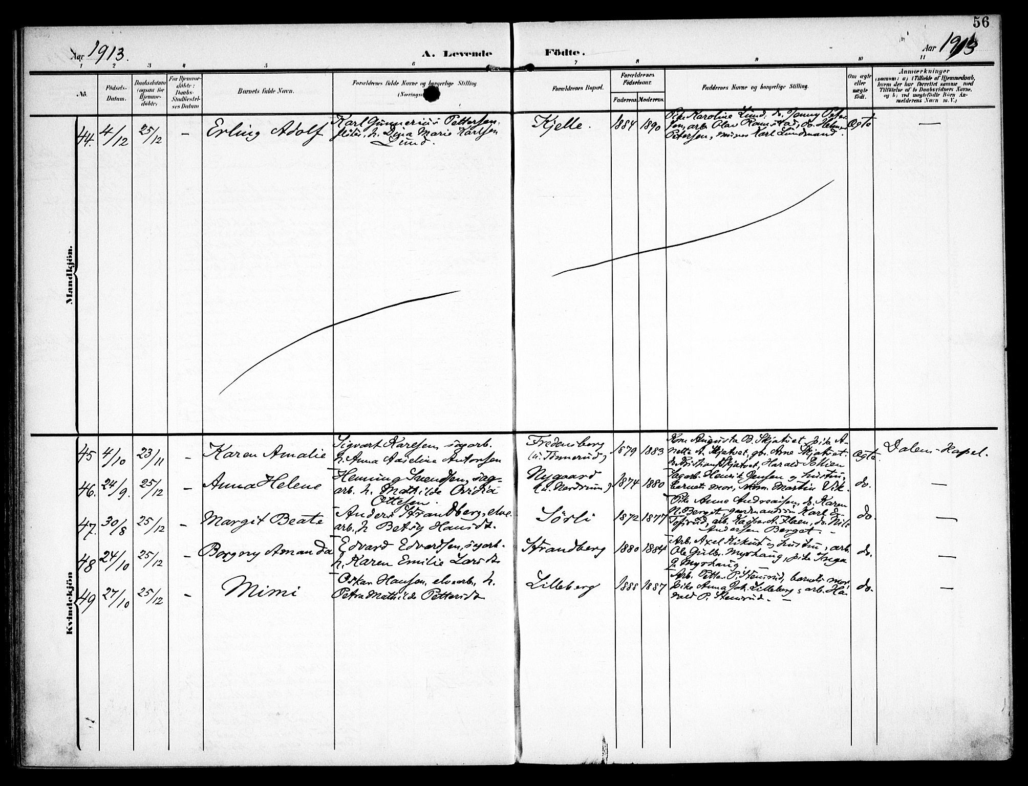 Fet prestekontor Kirkebøker, AV/SAO-A-10370a/F/Fa/L0016: Parish register (official) no. I 16, 1905-1914, p. 56