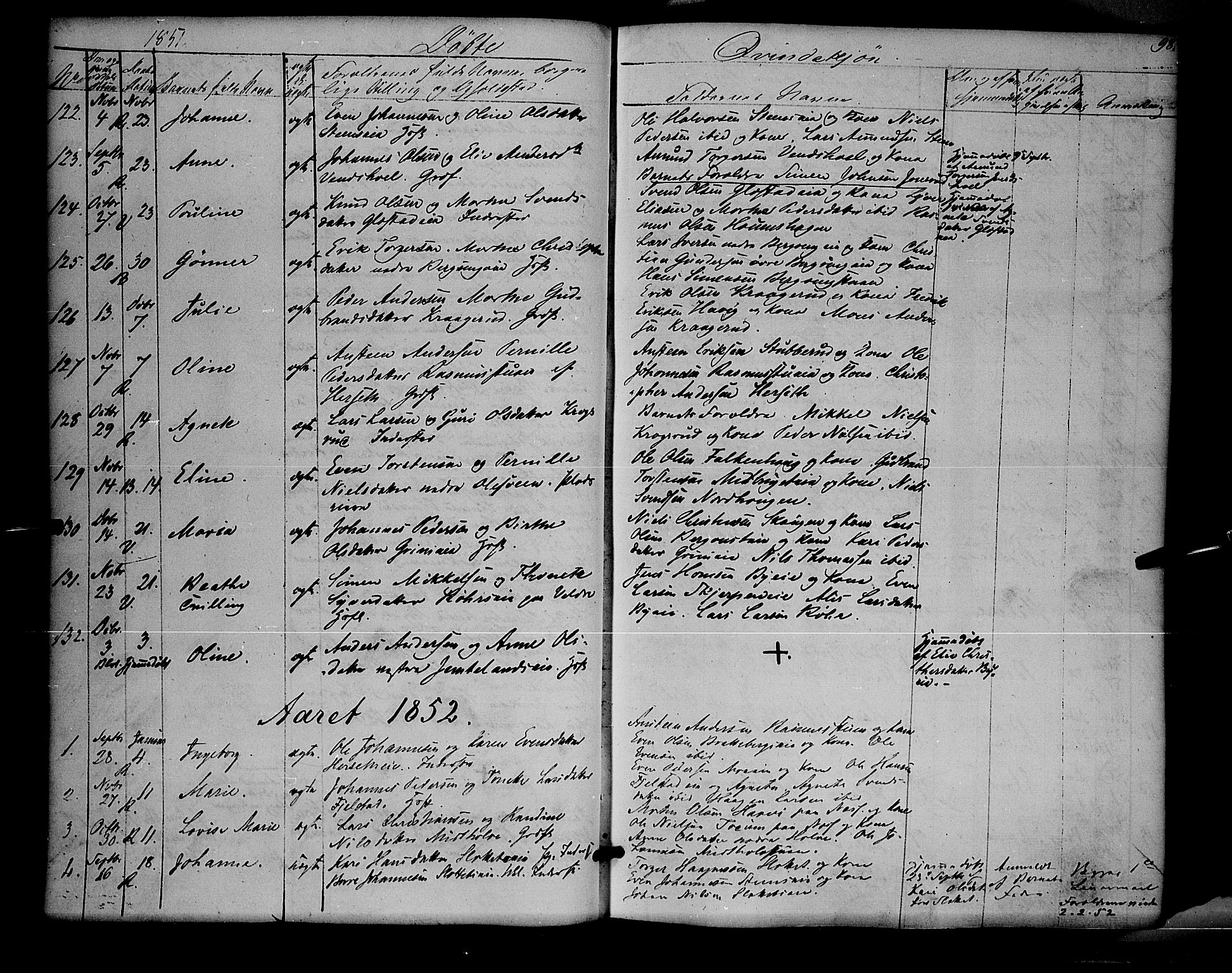 Ringsaker prestekontor, AV/SAH-PREST-014/K/Ka/L0009: Parish register (official) no. 9, 1850-1860, p. 98