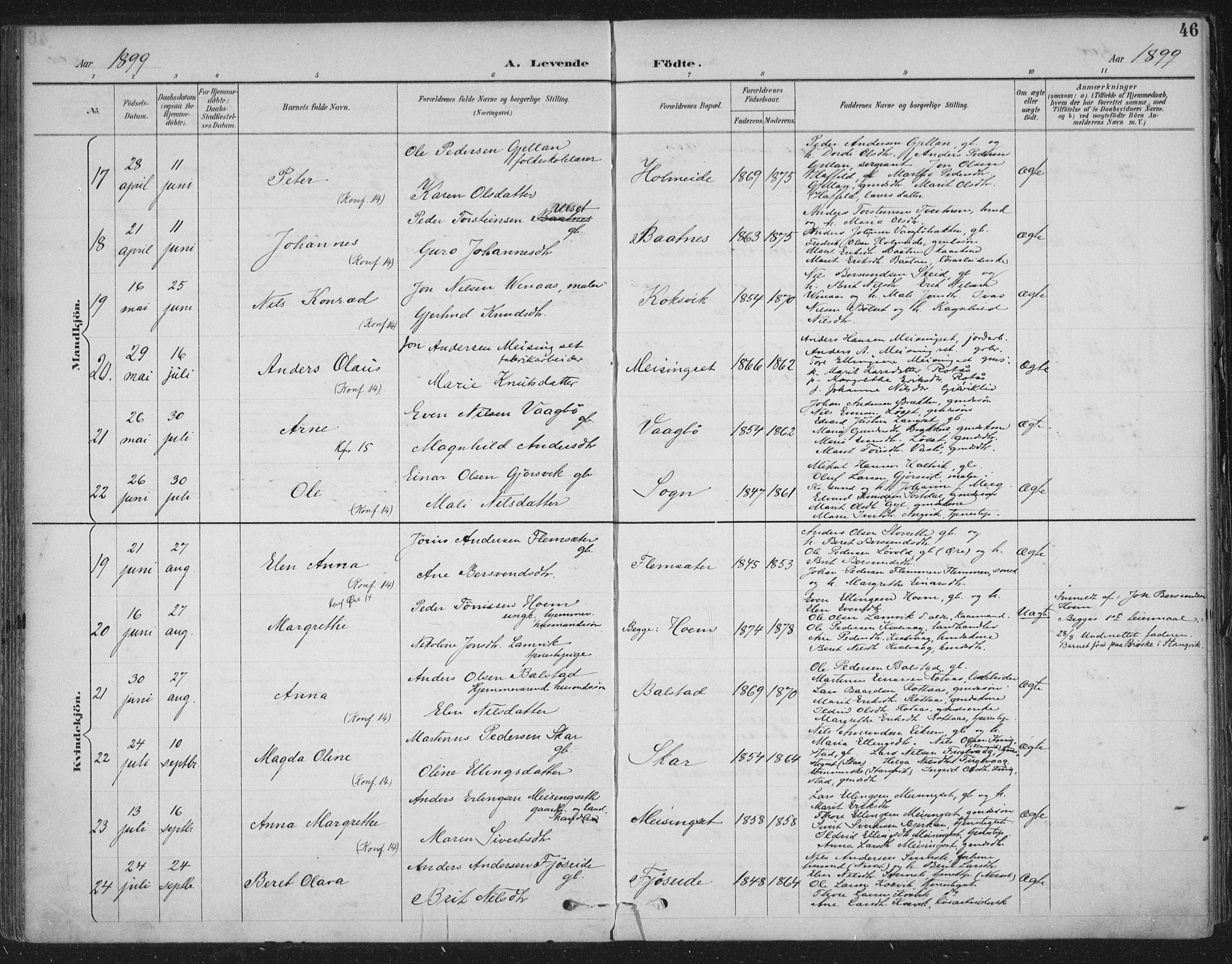 Ministerialprotokoller, klokkerbøker og fødselsregistre - Møre og Romsdal, AV/SAT-A-1454/586/L0988: Parish register (official) no. 586A14, 1893-1905, p. 46