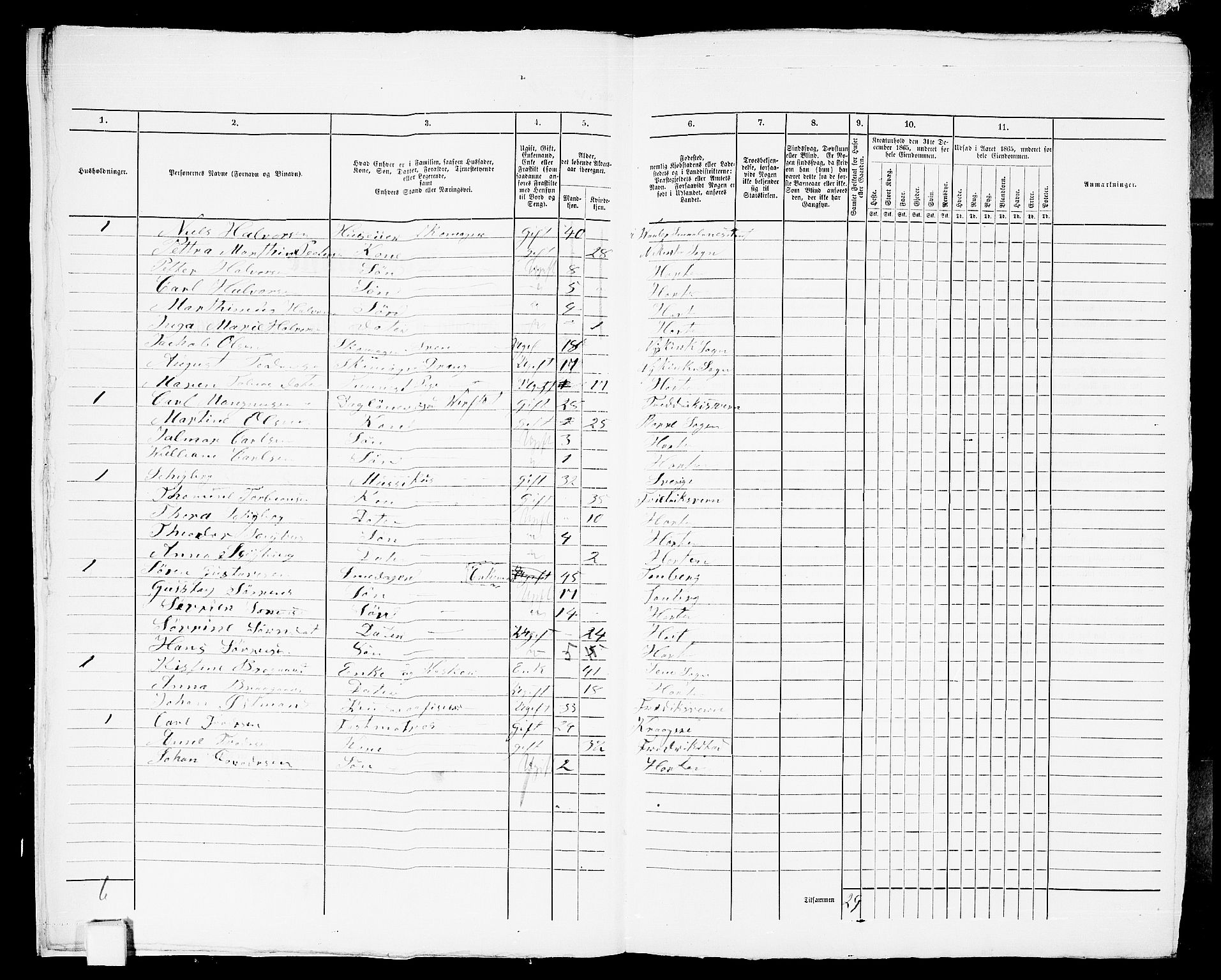 RA, 1865 census for Horten, 1865, p. 444