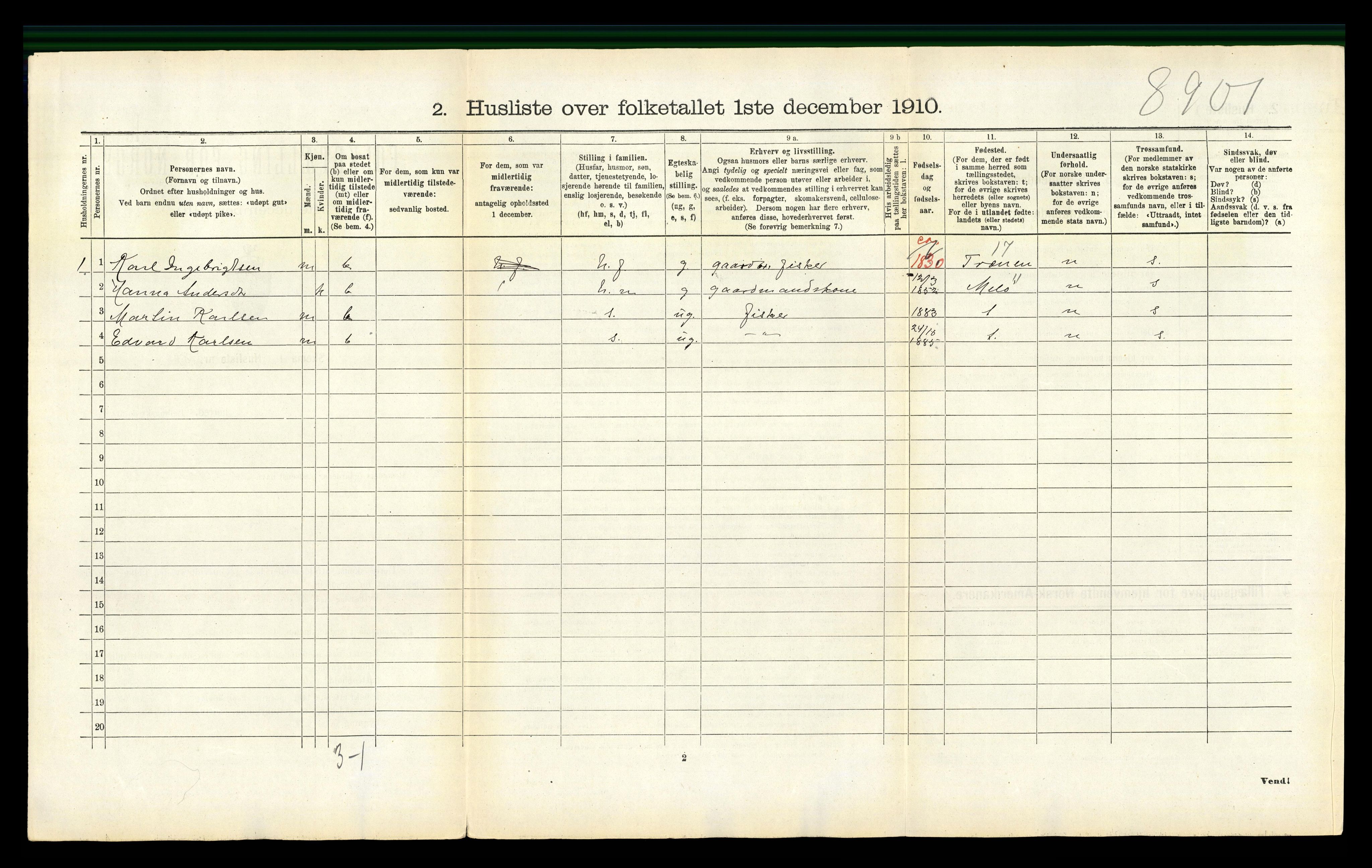 RA, 1910 census for Rødøy, 1910, p. 624