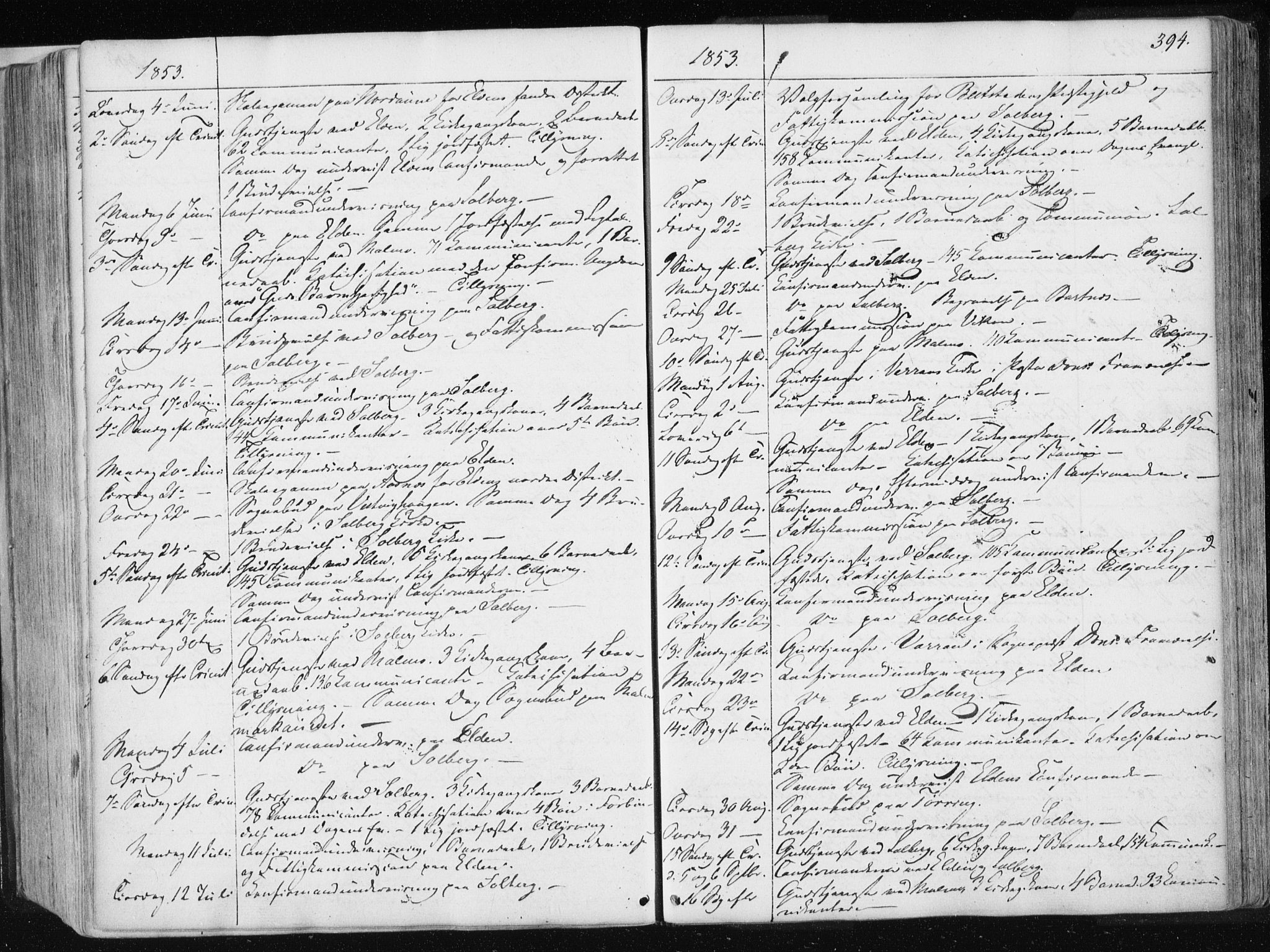 Ministerialprotokoller, klokkerbøker og fødselsregistre - Nord-Trøndelag, SAT/A-1458/741/L0393: Parish register (official) no. 741A07, 1849-1863, p. 394