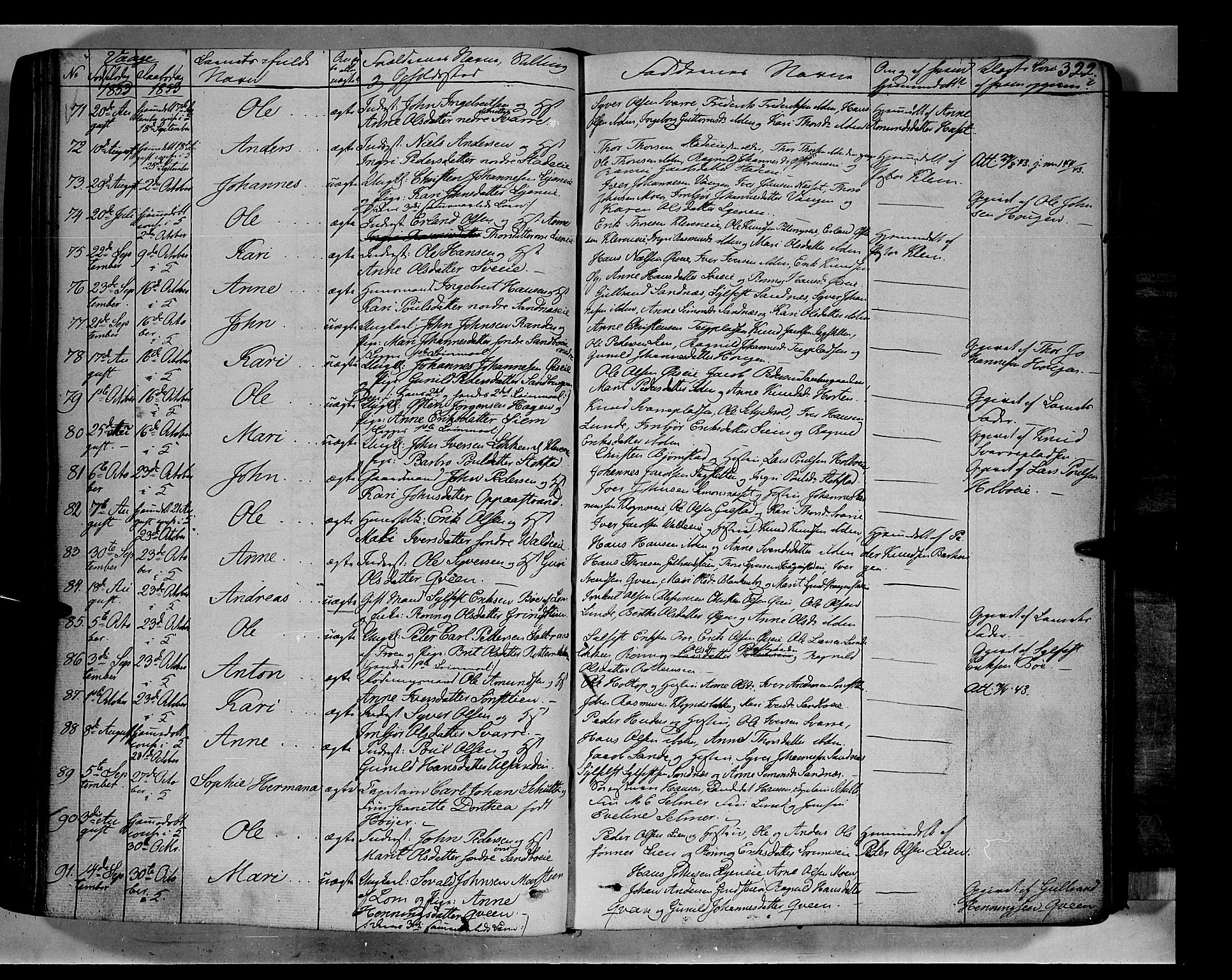 Vågå prestekontor, AV/SAH-PREST-076/H/Ha/Haa/L0005: Parish register (official) no. 5 /1, 1842-1856, p. 322