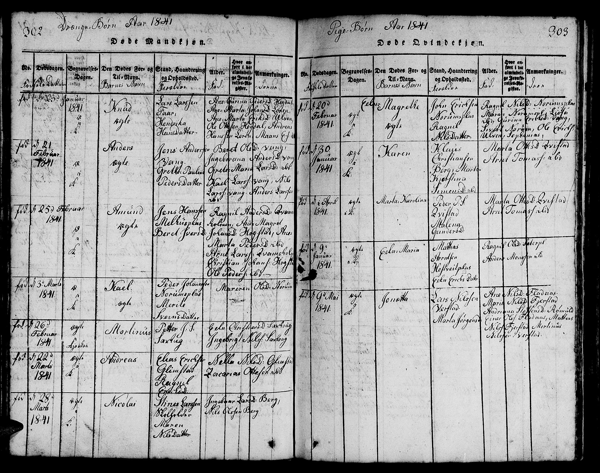 Ministerialprotokoller, klokkerbøker og fødselsregistre - Nord-Trøndelag, SAT/A-1458/730/L0298: Parish register (copy) no. 730C01, 1816-1849, p. 302-303