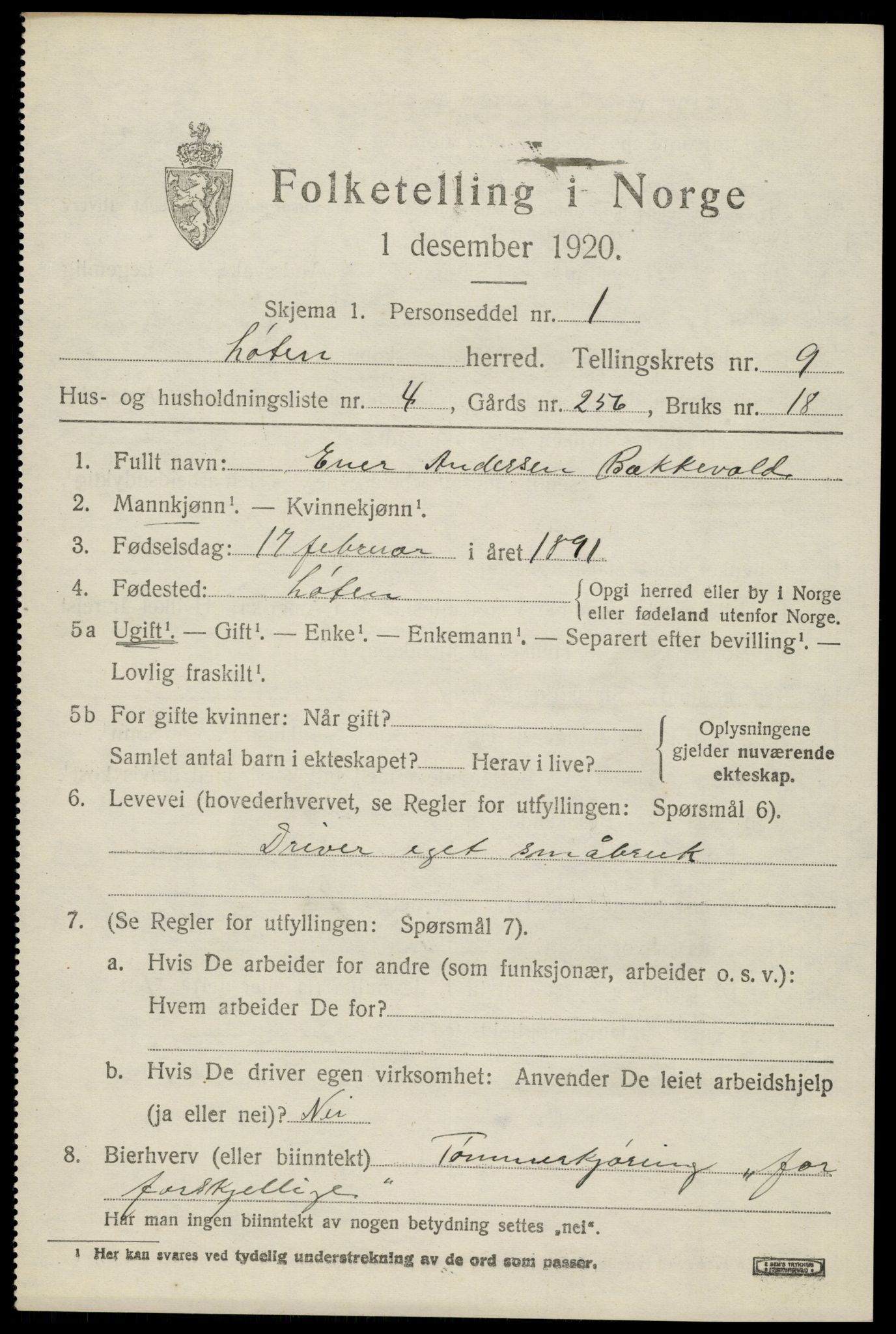 SAH, 1920 census for Løten, 1920, p. 14743