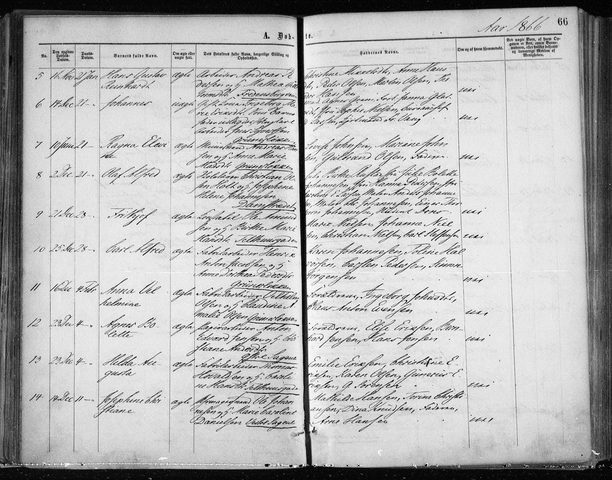 Gamle Aker prestekontor Kirkebøker, AV/SAO-A-10617a/F/L0002: Parish register (official) no. 2, 1864-1872, p. 66