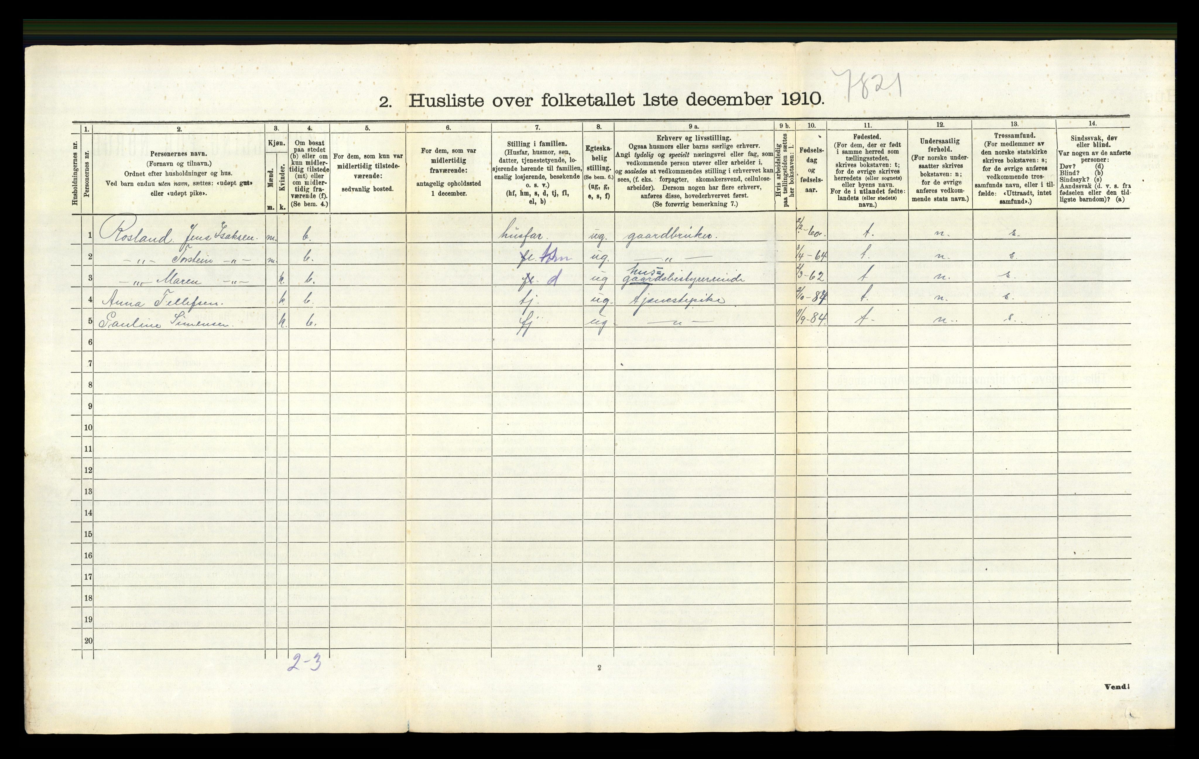 RA, 1910 census for Bamble, 1910, p. 1581