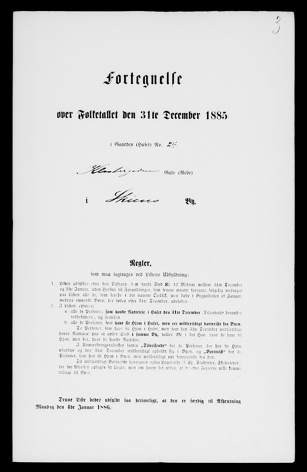 SAKO, 1885 census for 0806 Skien, 1885, p. 6