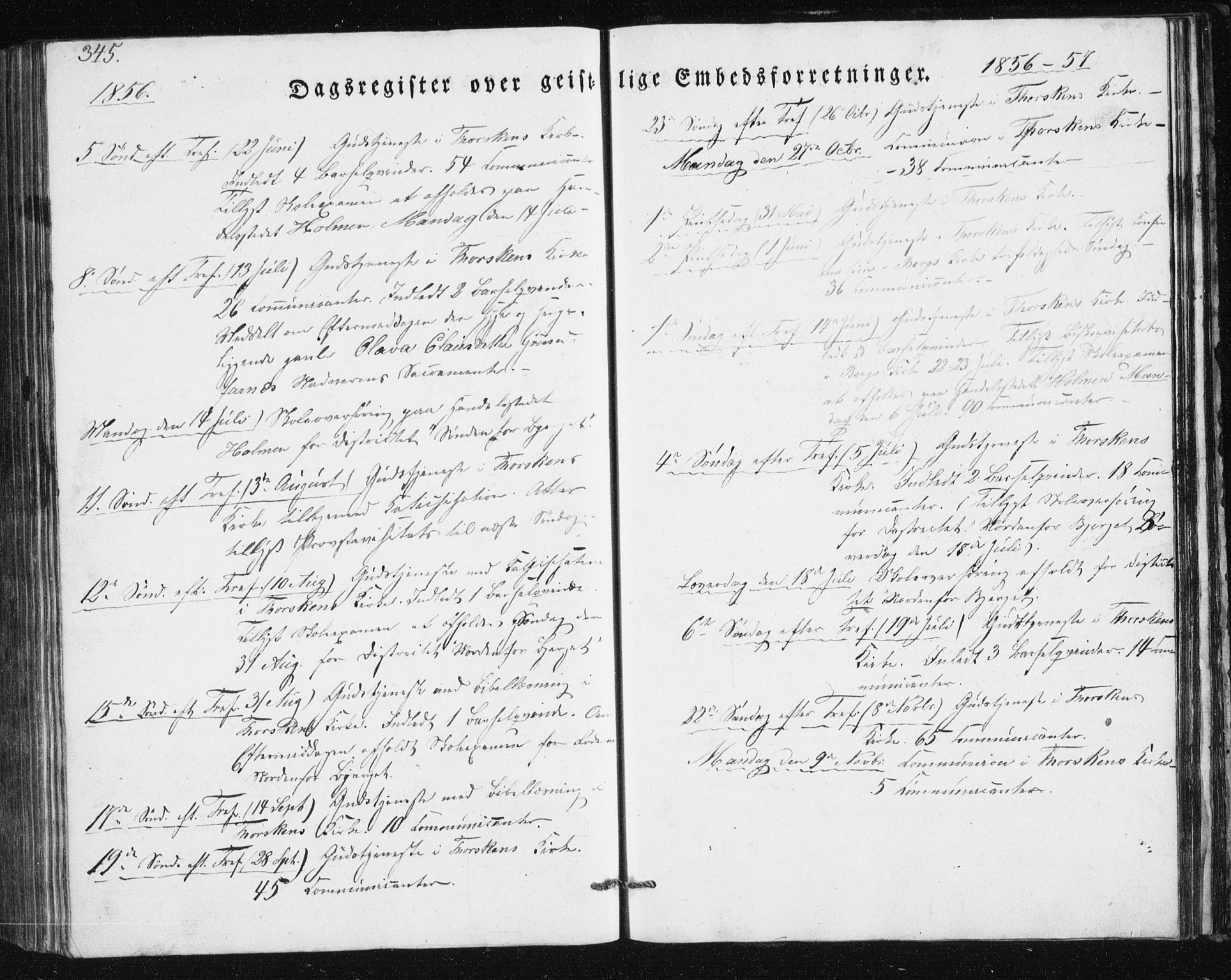 Berg sokneprestkontor, AV/SATØ-S-1318/G/Ga/Gab/L0011klokker: Parish register (copy) no. 11, 1833-1878, p. 345