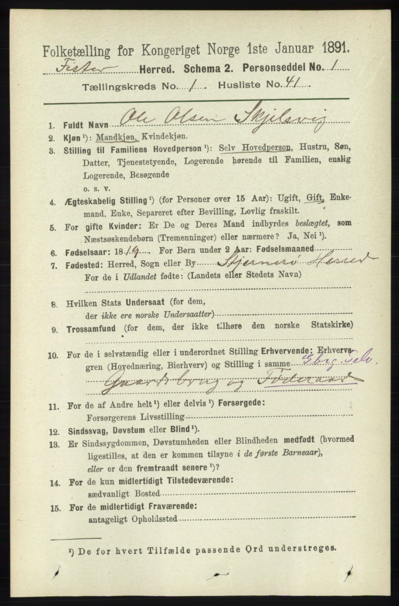 RA, 1891 census for 1132 Fister, 1891, p. 271