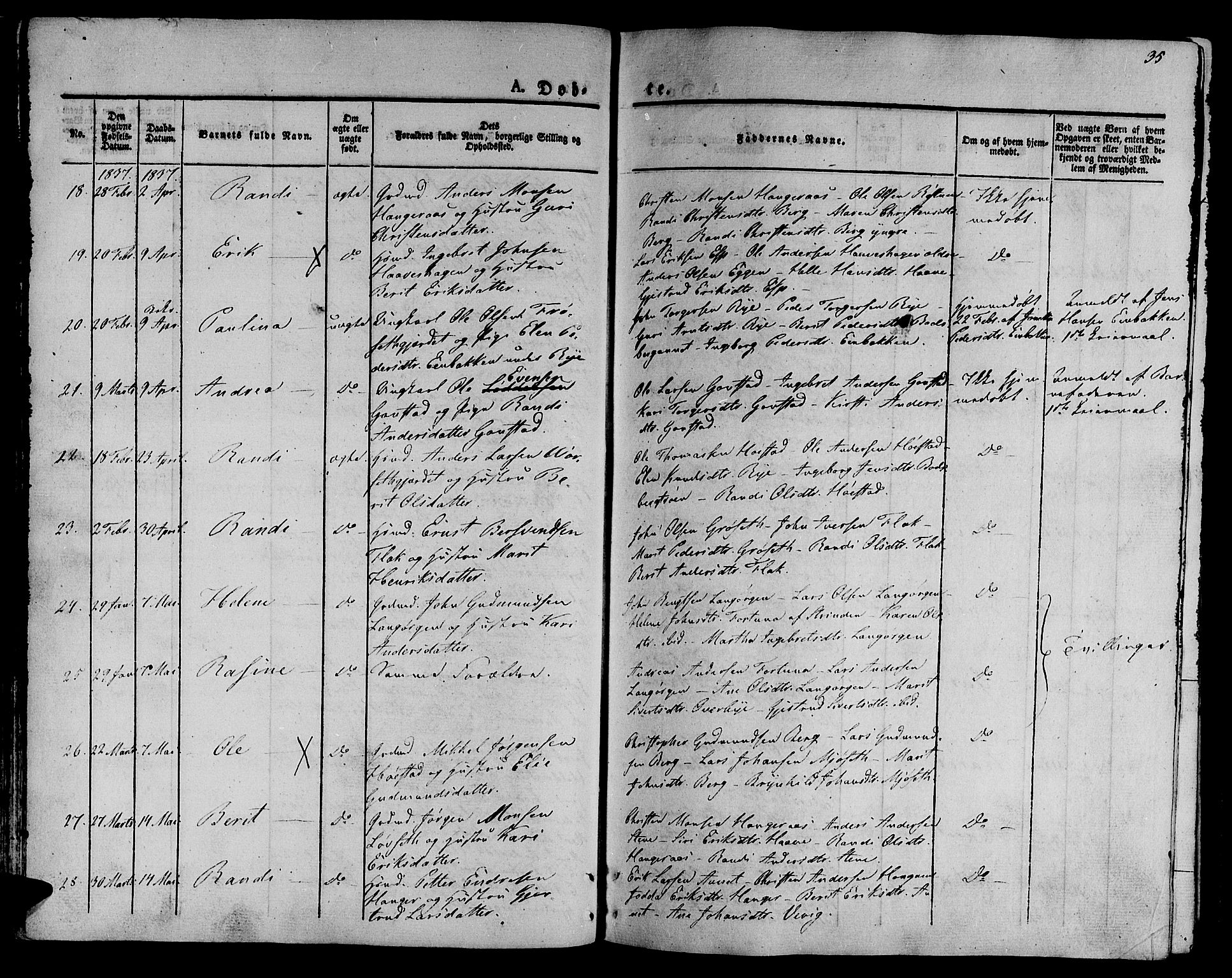 Ministerialprotokoller, klokkerbøker og fødselsregistre - Sør-Trøndelag, AV/SAT-A-1456/612/L0374: Parish register (official) no. 612A07 /1, 1829-1845, p. 35