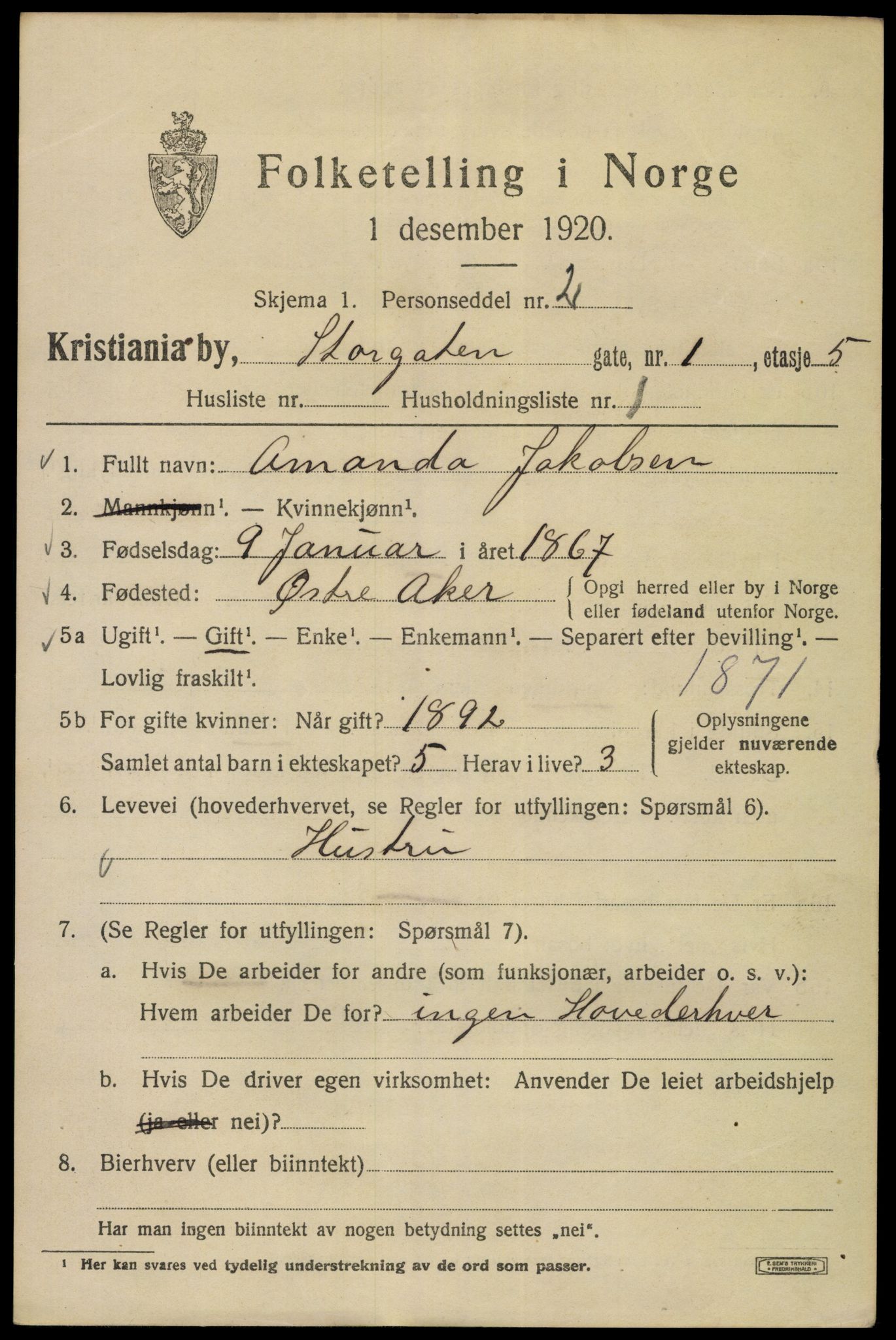 SAO, 1920 census for Kristiania, 1920, p. 547895