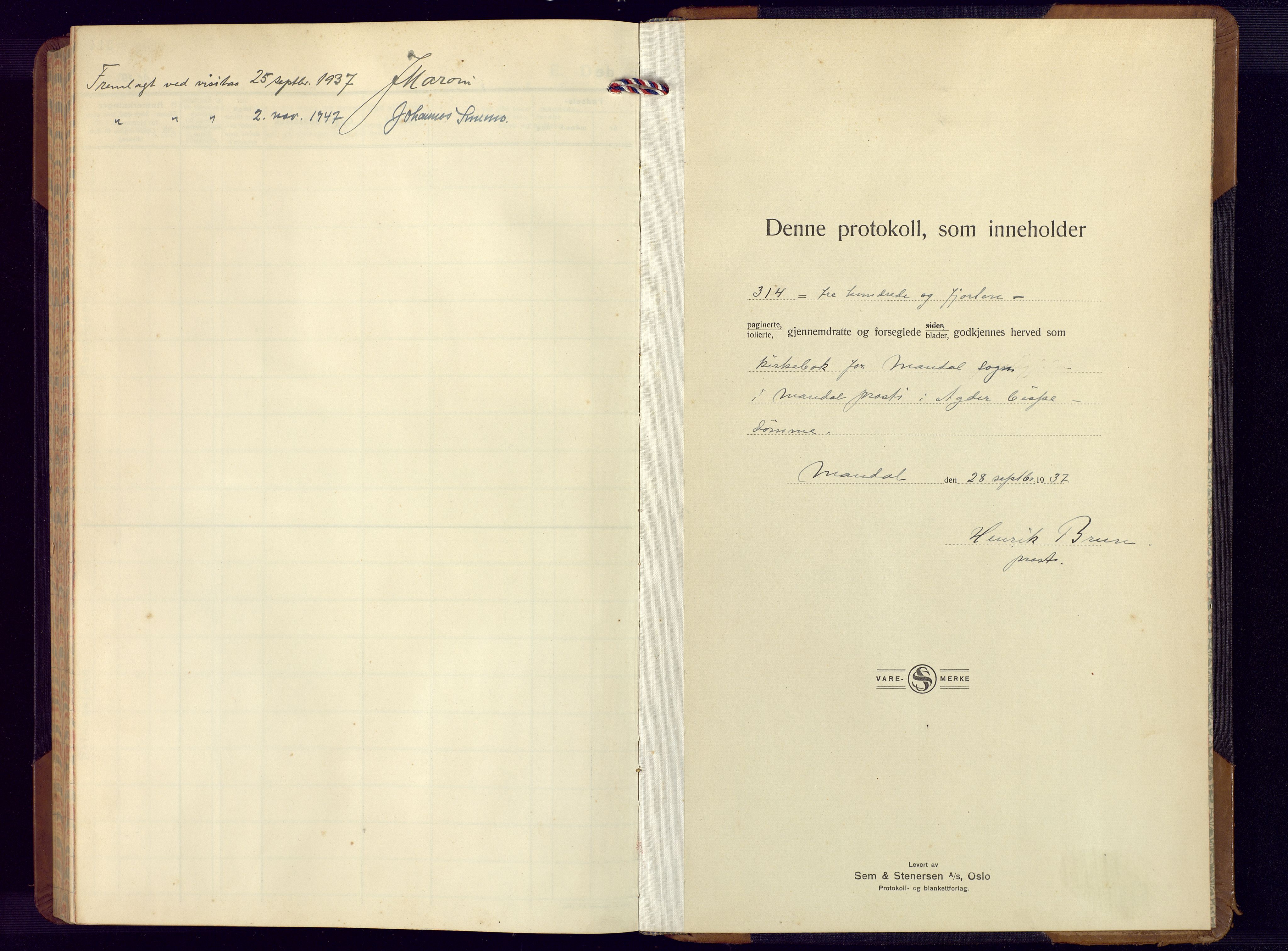 Mandal sokneprestkontor, AV/SAK-1111-0030/F/Fb/Fbc/L0002: Parish register (copy) no. B 2, 1931-1949