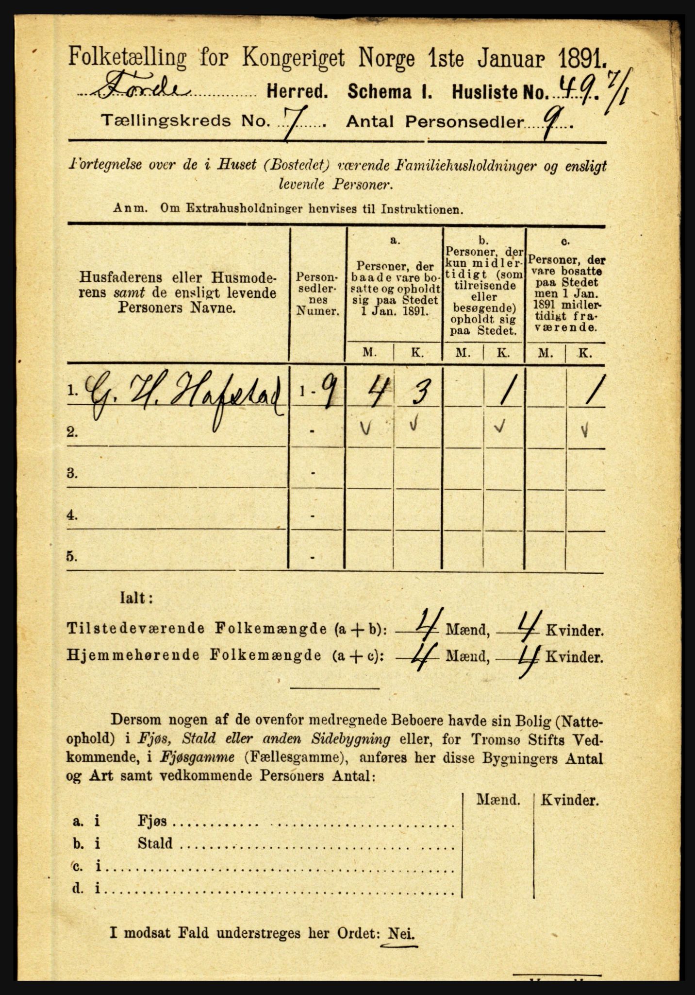 RA, 1891 census for 1432 Førde, 1891, p. 2493