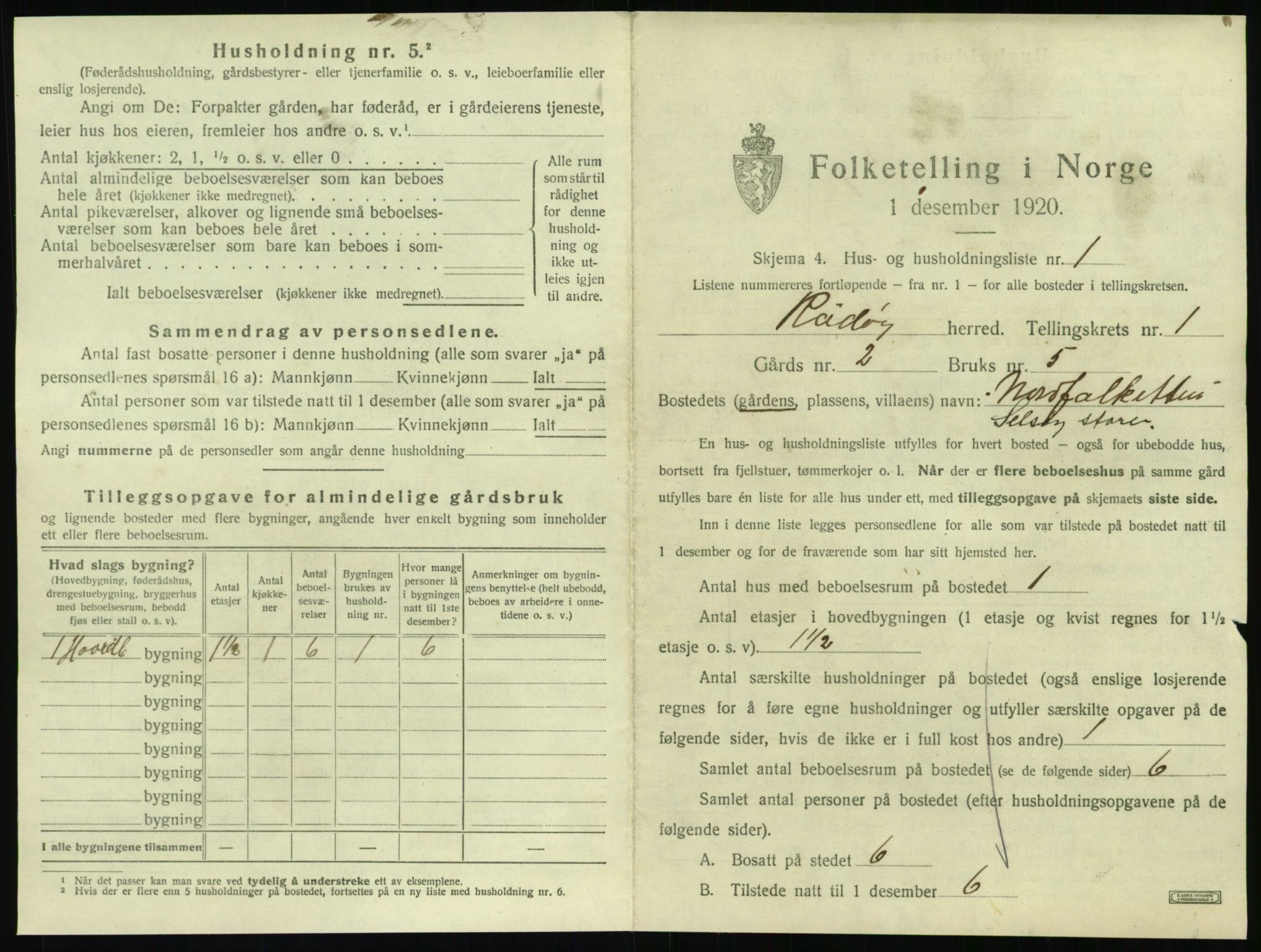 SAT, 1920 census for Rødøy, 1920, p. 46