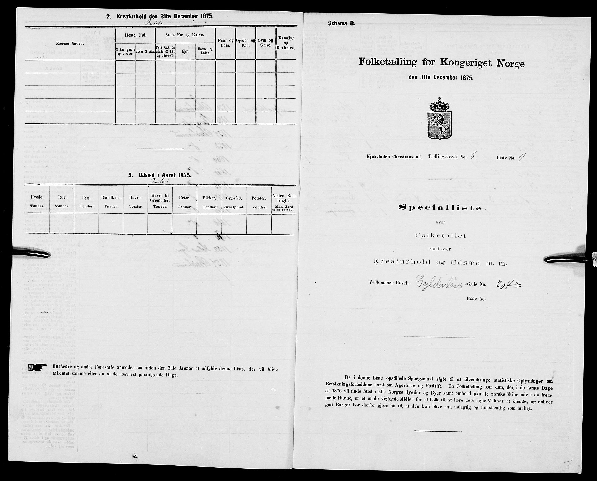 SAK, 1875 census for 1001P Kristiansand, 1875, p. 760